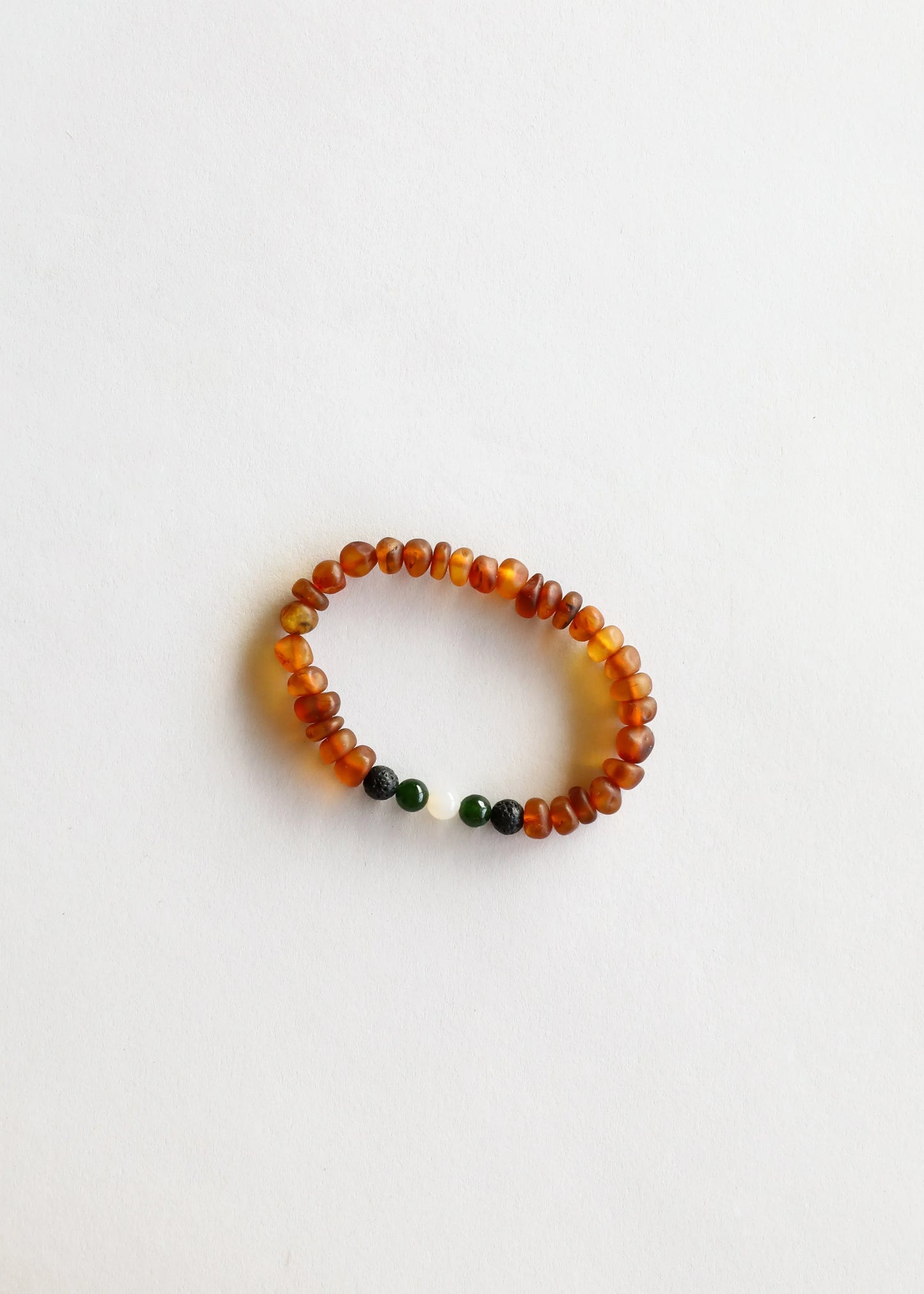 Raw Cognac Baltic Amber || Lava + Jade + Agate || Adult Bracelet - CanyonLeaf - Flyclothing LLC