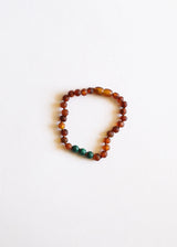 Raw Cognac Baltic Amber + Malachite || Anklet or Bracelet - CanyonLeaf - Flyclothing LLC