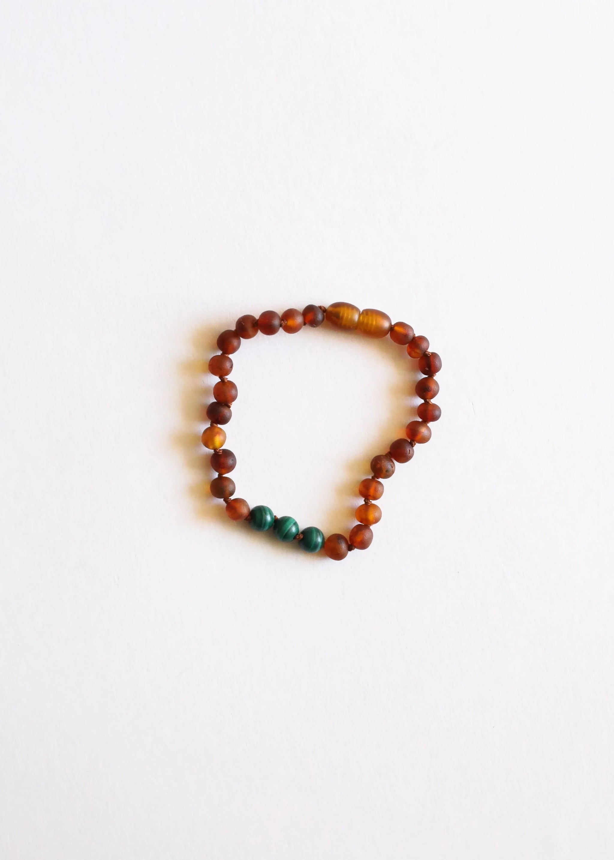 Raw Cognac Baltic Amber + Malachite || Anklet or Bracelet - CanyonLeaf - Flyclothing LLC