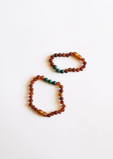 Raw Cognac Baltic Amber + Malachite || Anklet or Bracelet - CanyonLeaf - Flyclothing LLC