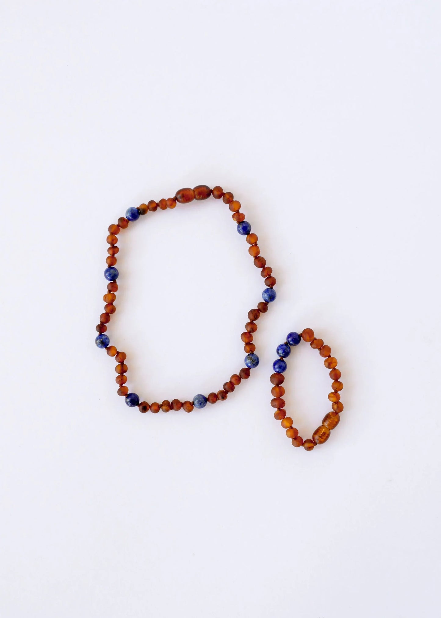Raw Cognac Baltic Amber + Lapis Lazuli || Halo Necklace || - CanyonLeaf - Flyclothing LLC
