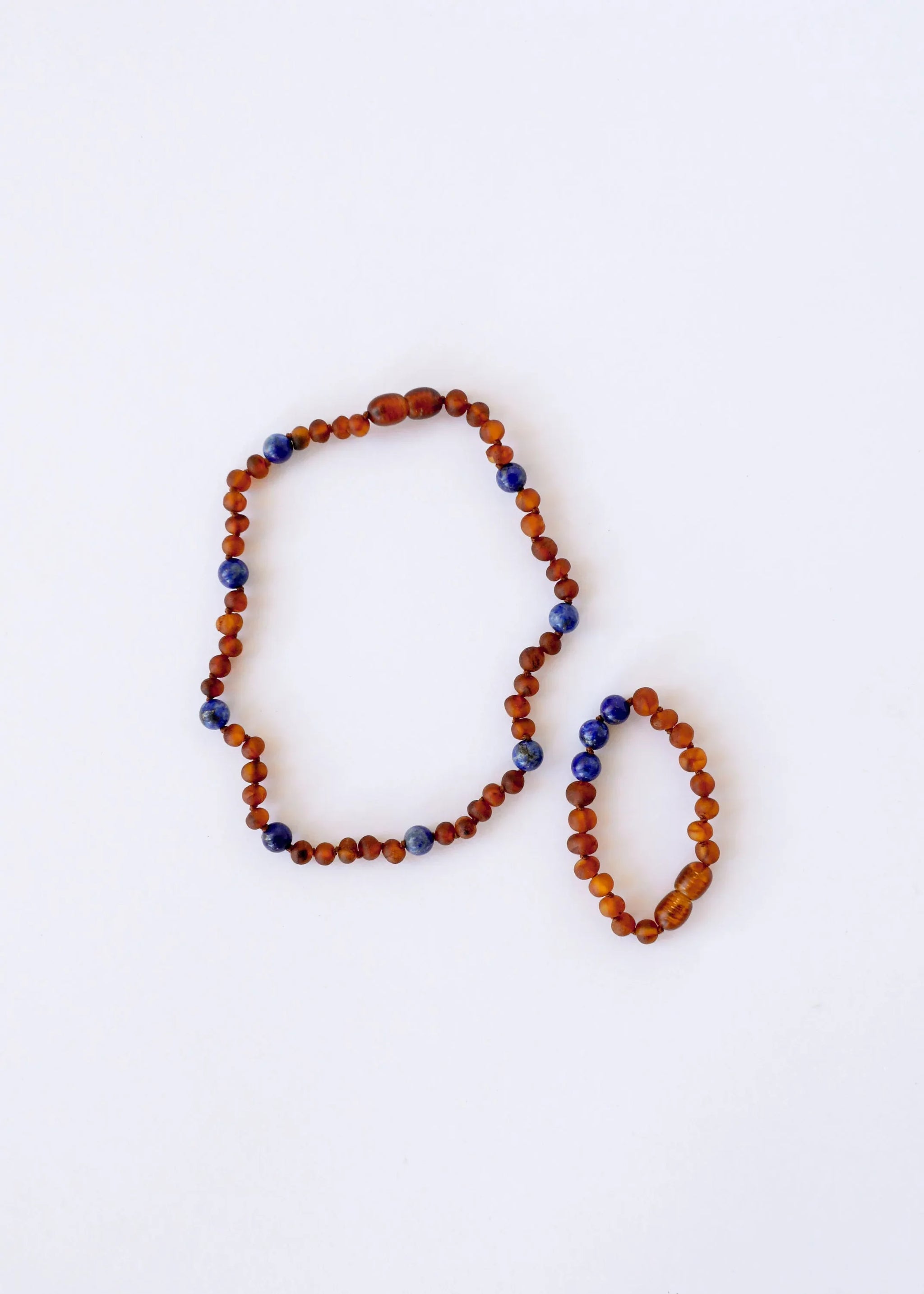 Raw Cognac Baltic Amber + Lapis Lazuli || Halo Necklace || - CanyonLeaf - Flyclothing LLC