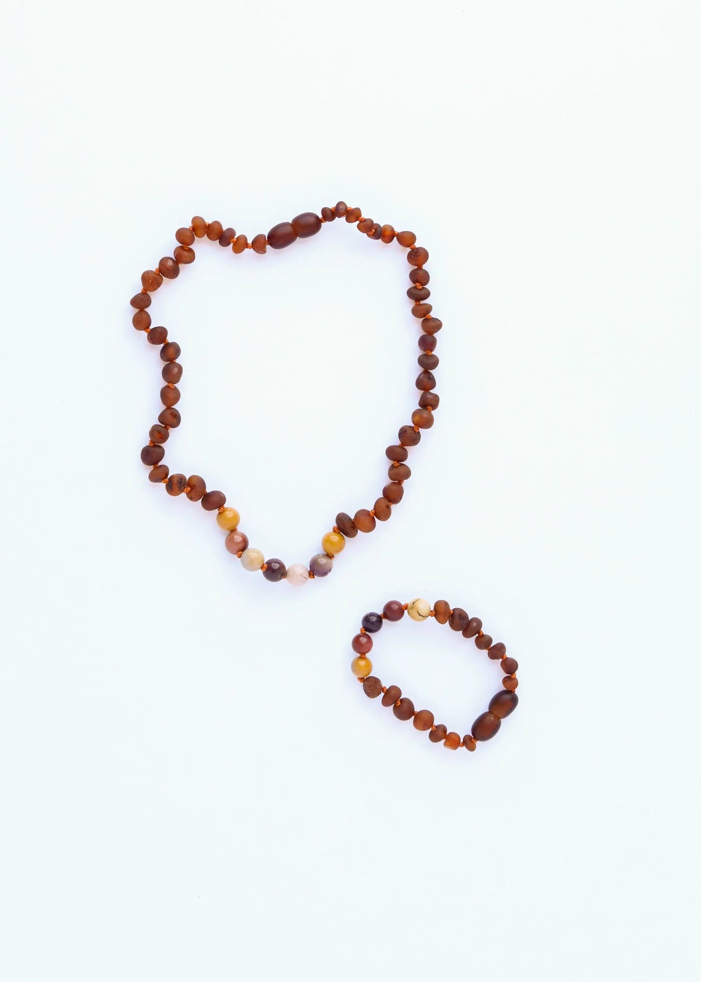 Raw Cognac Baltic Amber + Mookaite Jasper || Necklace - CanyonLeaf - Flyclothing LLC