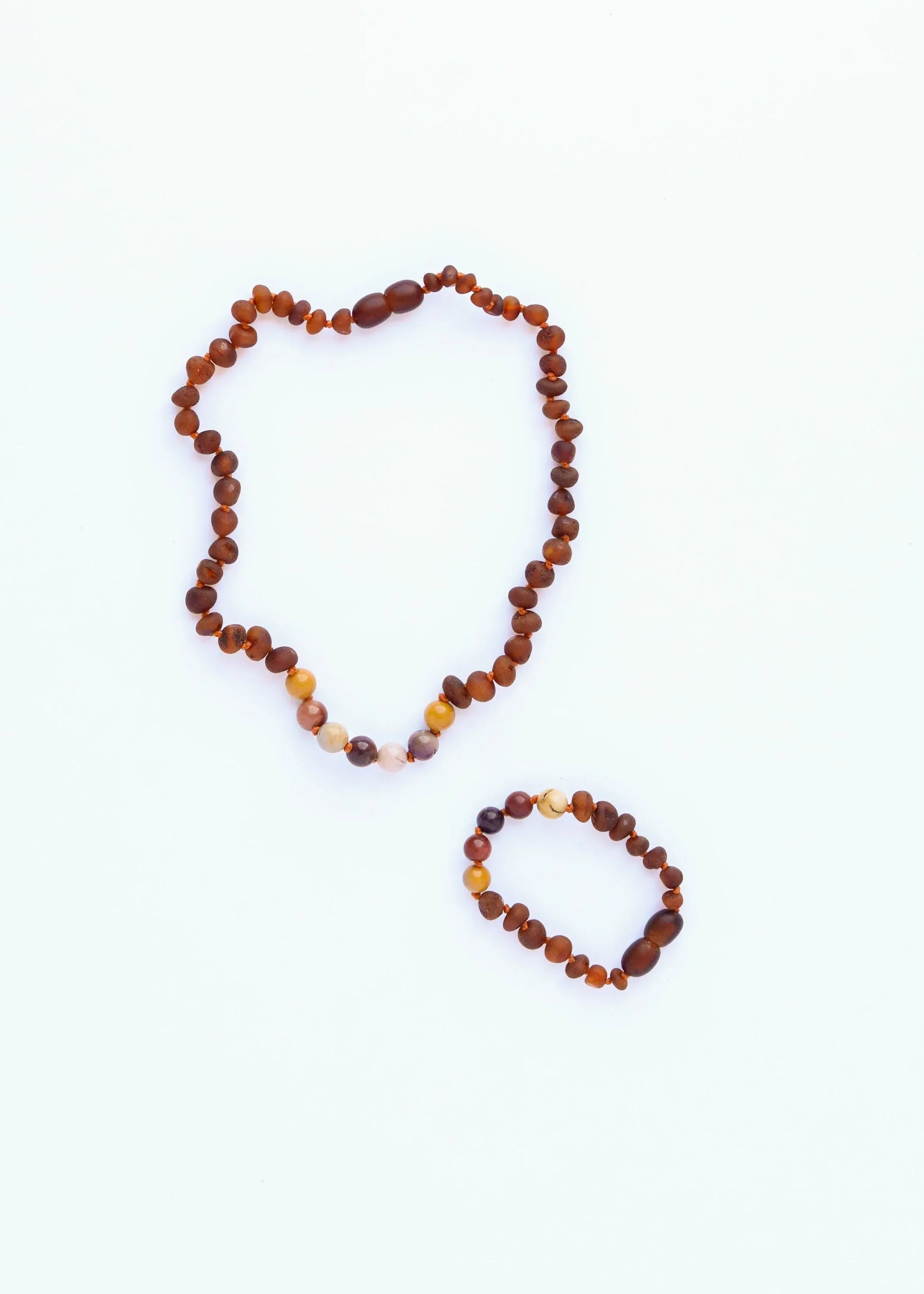 Raw Cognac Baltic Amber + Mookaite Jasper || Necklace - CanyonLeaf - Flyclothing LLC