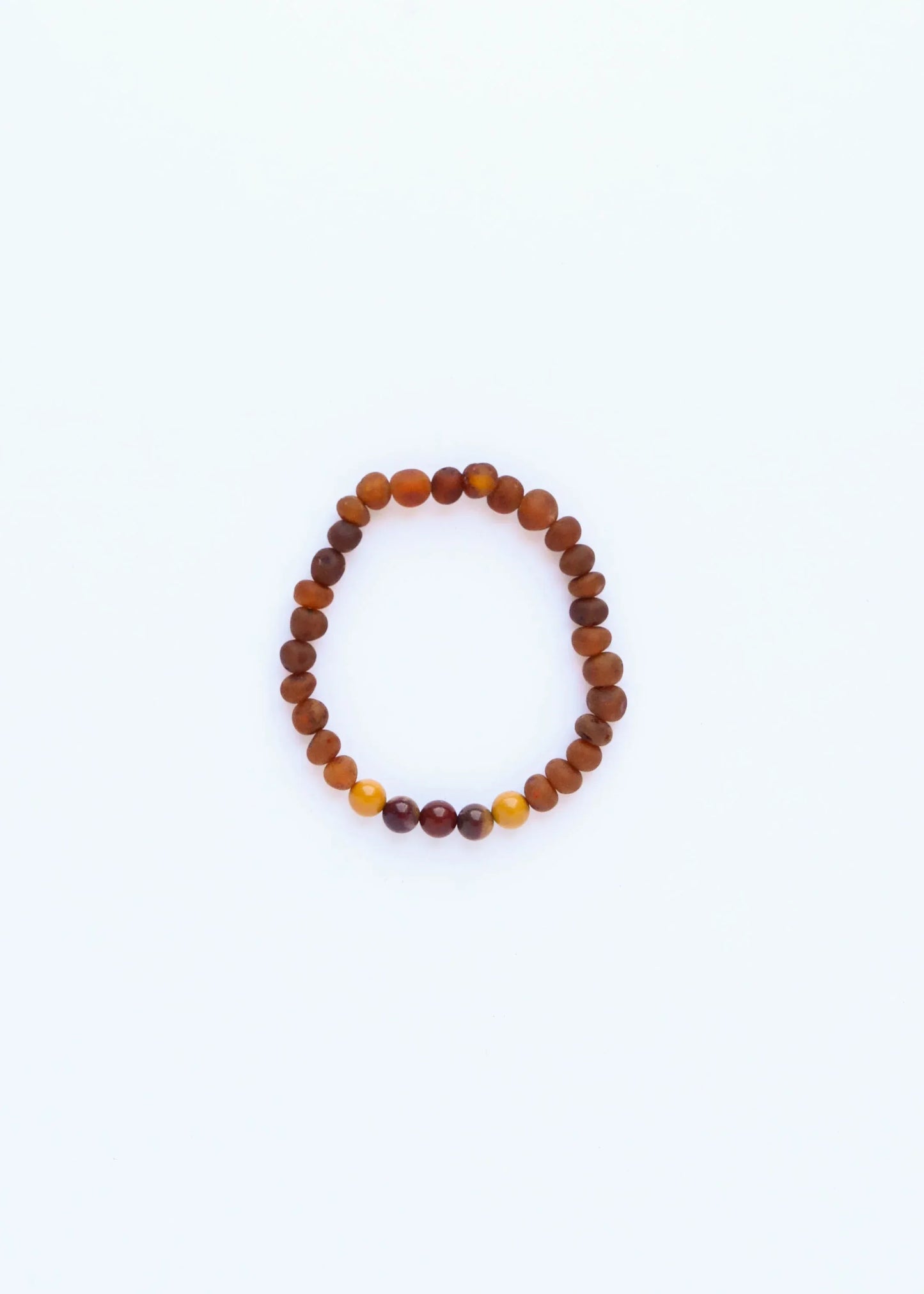 Raw Cognac Baltic Amber + Mookaite Jasper || Adult Stretch Bracelet - CanyonLeaf - Flyclothing LLC