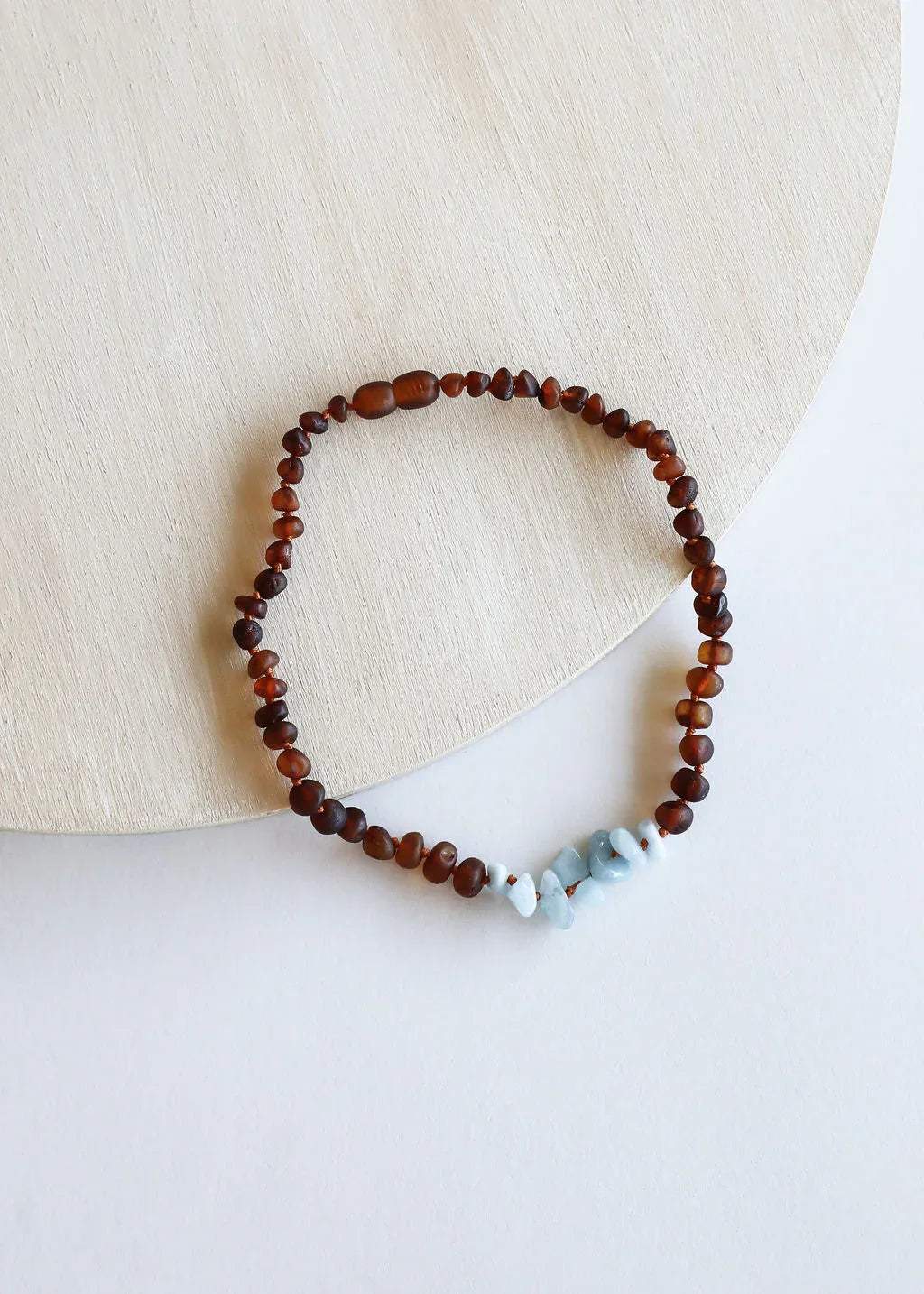 Raw Cognac Baltic Amber + Aquamarine || Necklace - CanyonLeaf - Flyclothing LLC