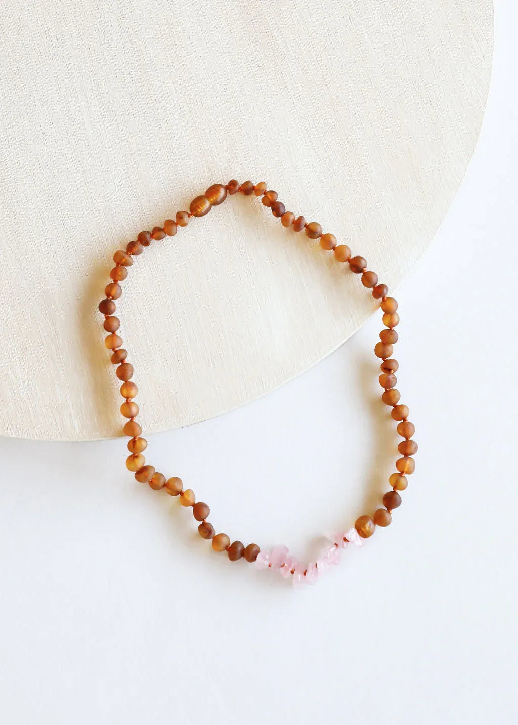 Raw Cognac Baltic Amber + Raw Rose Quartz || Necklace - CanyonLeaf - Flyclothing LLC