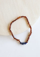 Raw Cognac Baltic Amber + Raw Lapis || Necklace - CanyonLeaf - Flyclothing LLC
