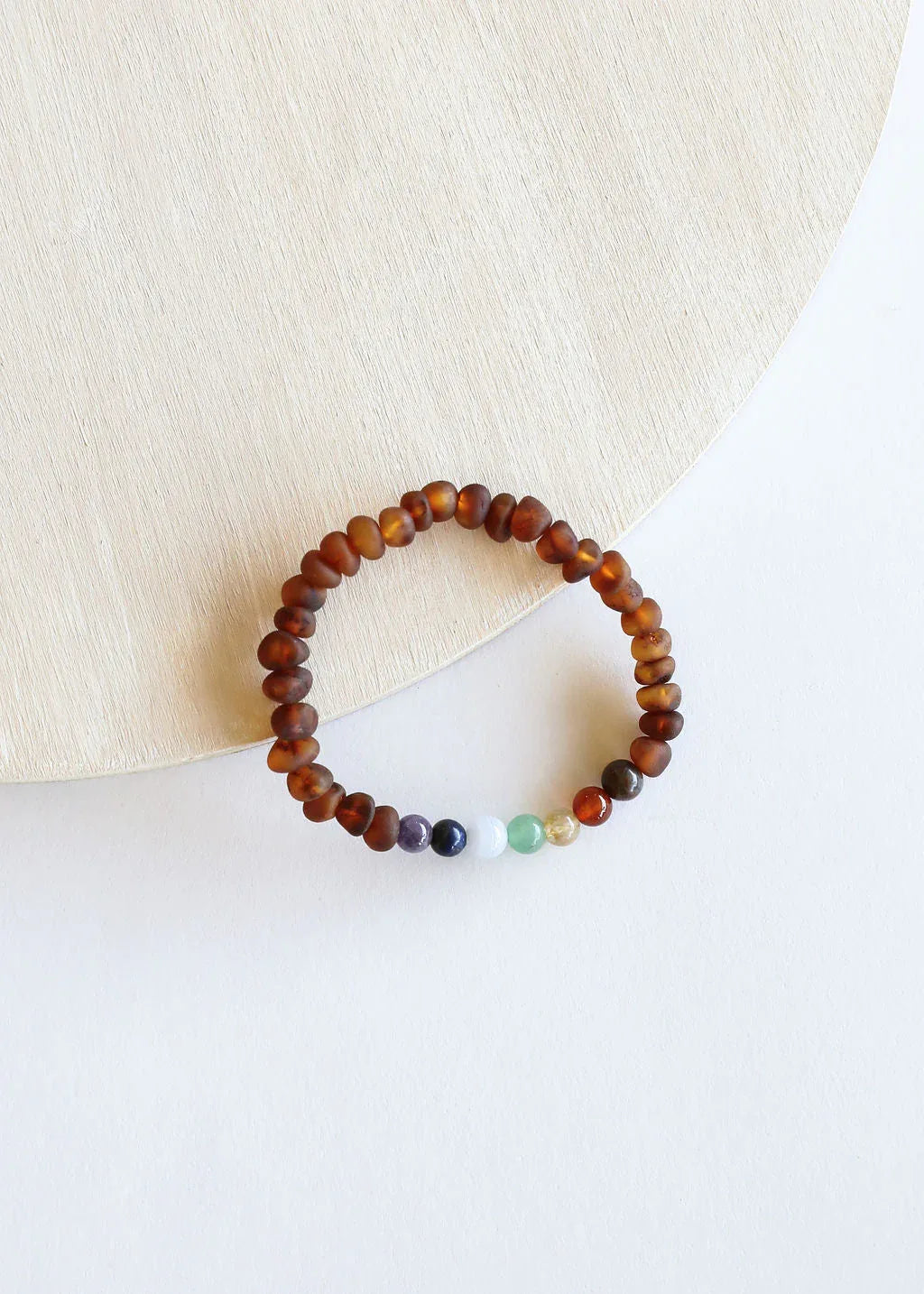Raw Cognac Baltic Amber + CHAKRA Crystals || Adult Bracelet - CanyonLeaf - Flyclothing LLC