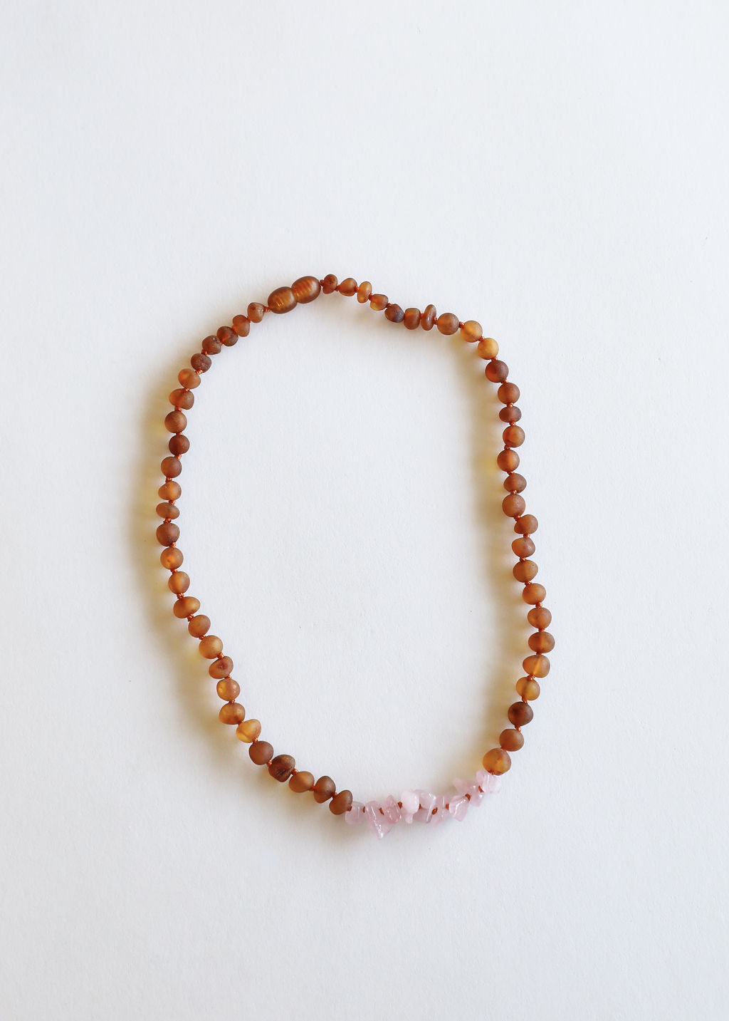 Raw Cognac Baltic Amber + Raw Rose Quartz || Necklace - CanyonLeaf - Flyclothing LLC