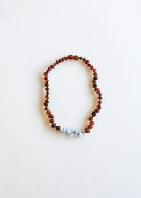 Raw Cognac Baltic Amber + Aquamarine || Necklace - CanyonLeaf - Flyclothing LLC