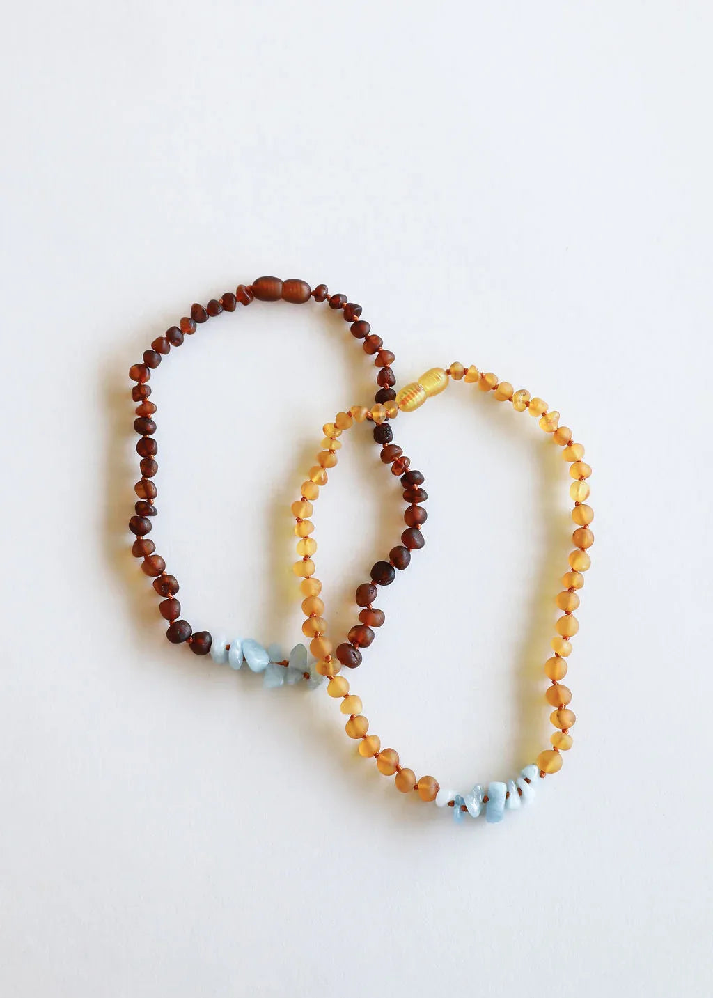 Raw Cognac Baltic Amber + Aquamarine || Necklace - CanyonLeaf - Flyclothing LLC