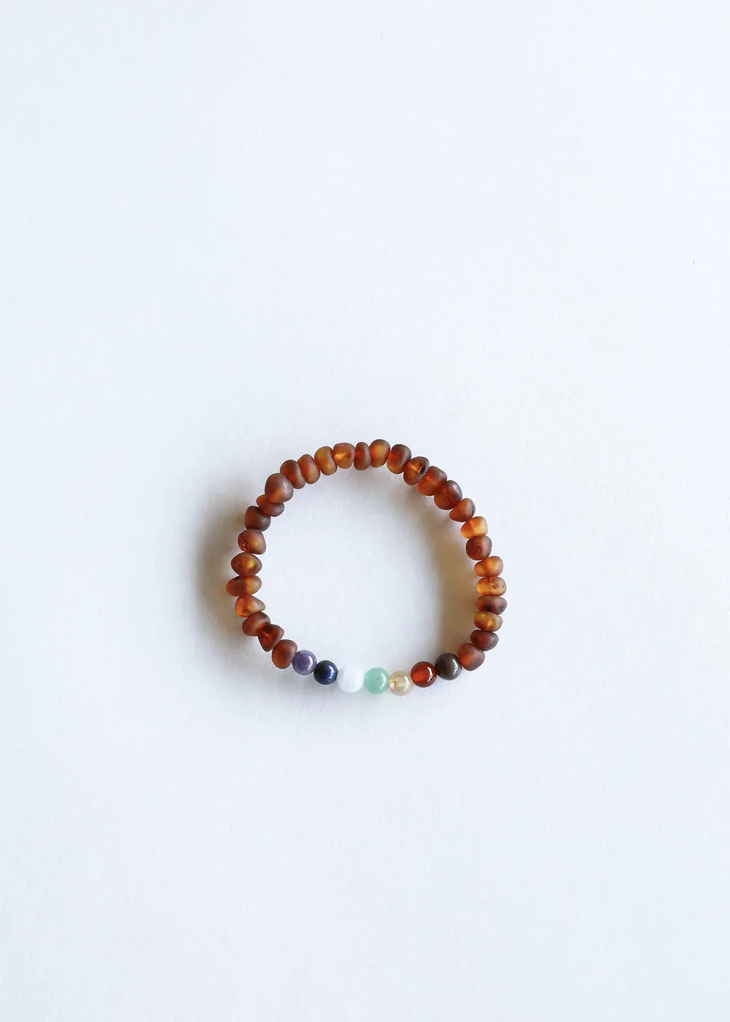 Raw Cognac Baltic Amber + CHAKRA Crystals || Adult Bracelet - CanyonLeaf - Flyclothing LLC