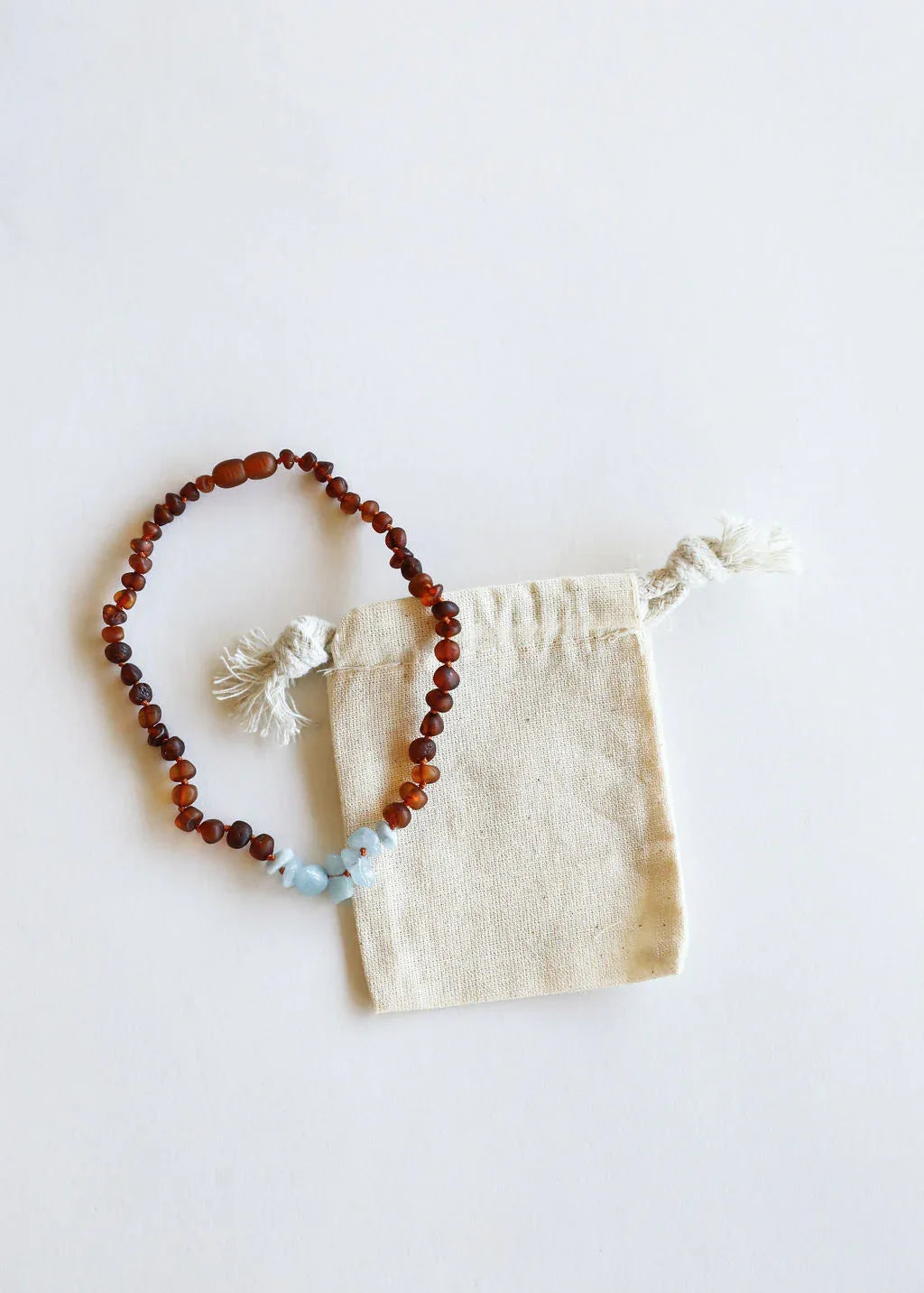 Raw Cognac Baltic Amber + Aquamarine || Necklace - CanyonLeaf - Flyclothing LLC