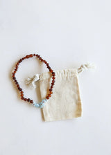 Raw Cognac Baltic Amber + Aquamarine || Necklace - CanyonLeaf - Flyclothing LLC
