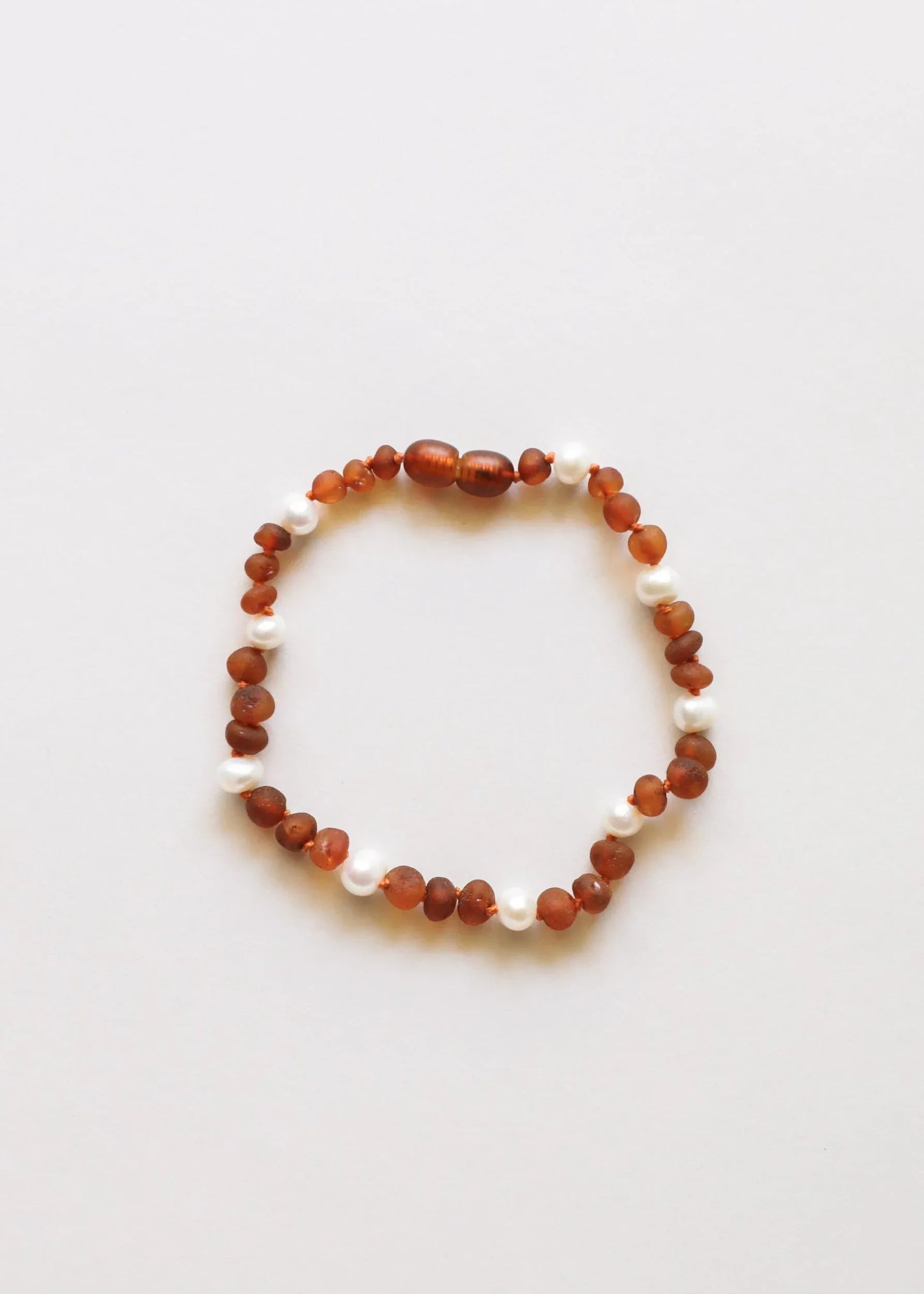 Raw Cognac Baltic Amber + Pearl Halo || Anklet or Bracelet - CanyonLeaf - Flyclothing LLC