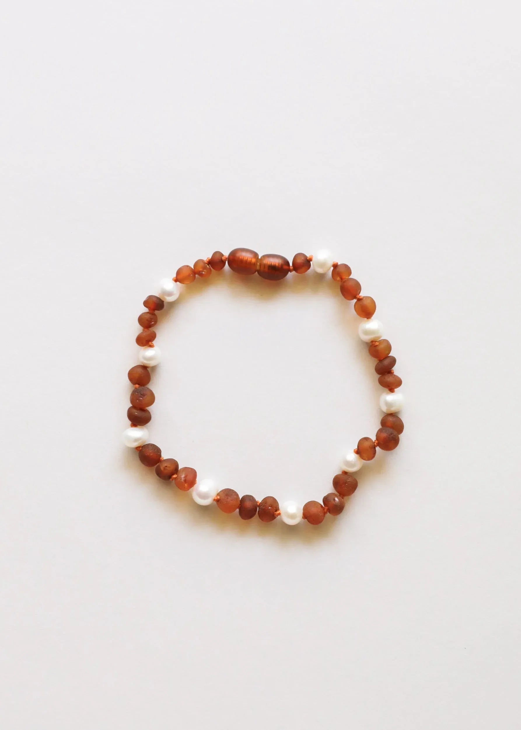 Raw Cognac Baltic Amber + Pearl Halo || Anklet or Bracelet - CanyonLeaf - Flyclothing LLC