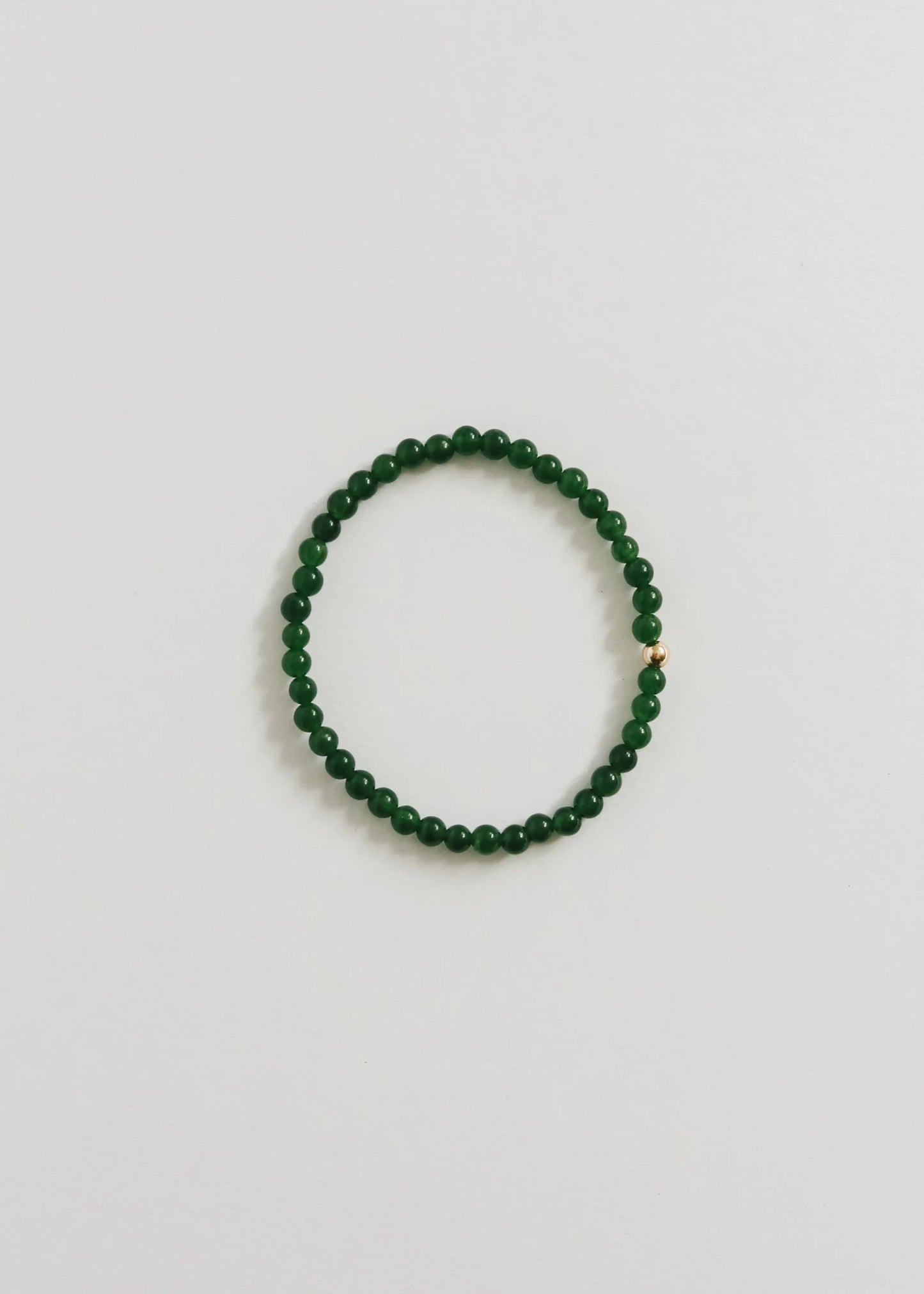 Dainty Green Jade + 14K Gold Filled || Beaded Stretch Bracelet - CanyonLeaf - Flyclothing LLC