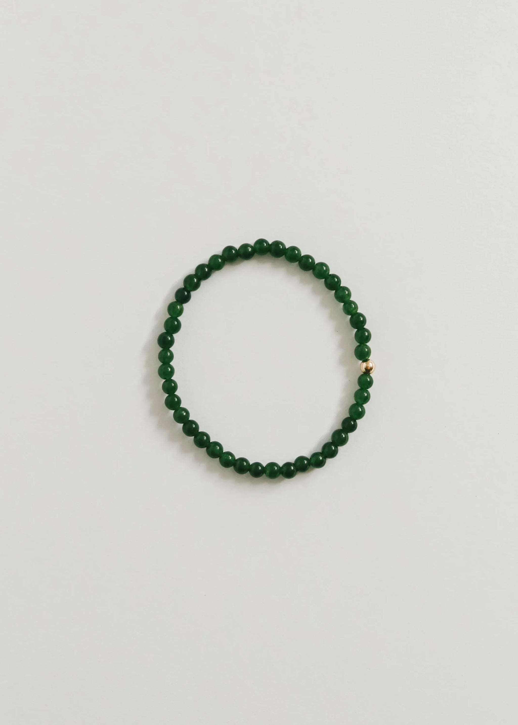 Dainty Green Jade + 14K Gold Filled || Beaded Stretch Bracelet - CanyonLeaf - Flyclothing LLC