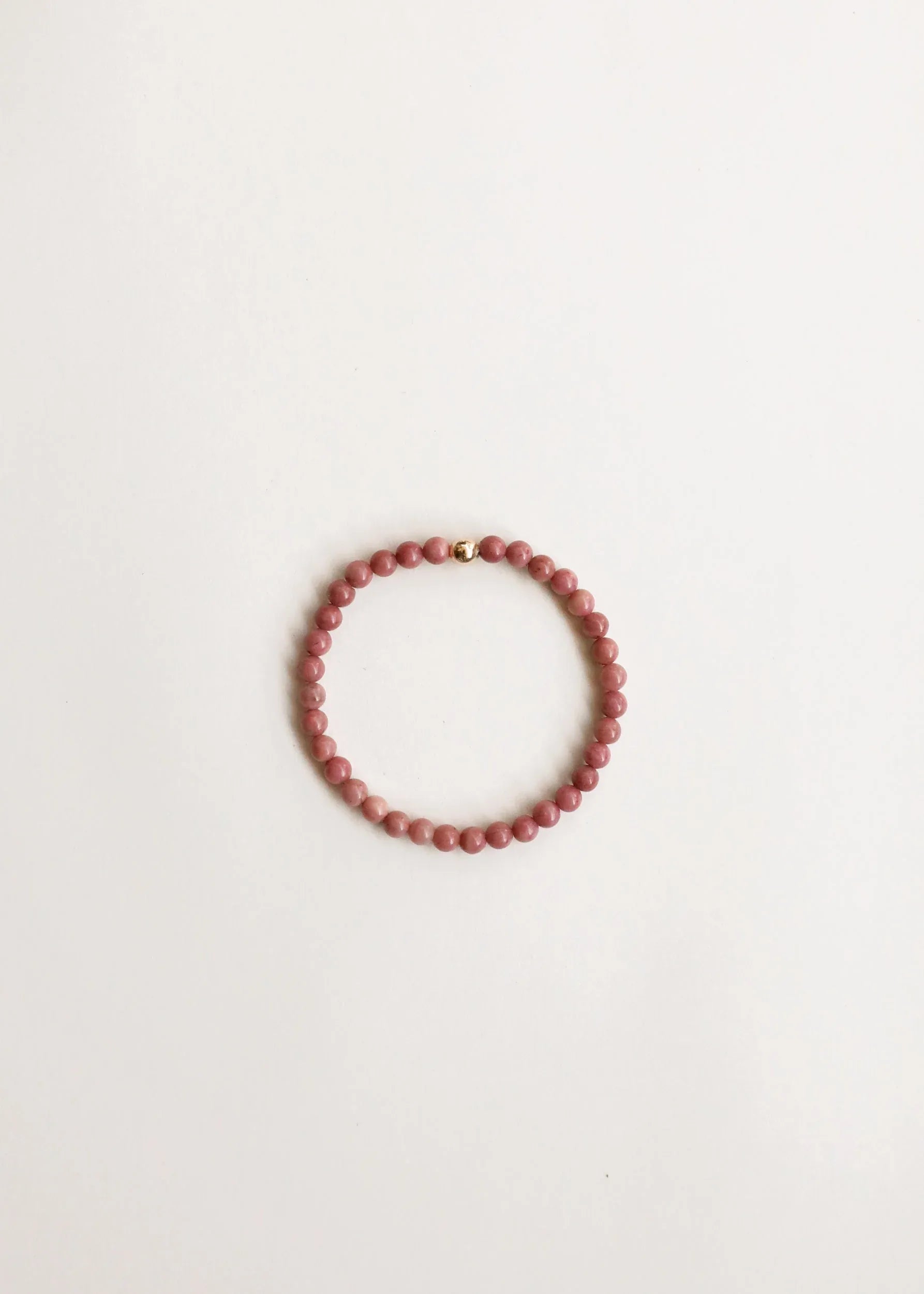 Natural Pink Rhodonite + 14k Gold Filled || Stretch Bracelet - CanyonLeaf - Flyclothing LLC