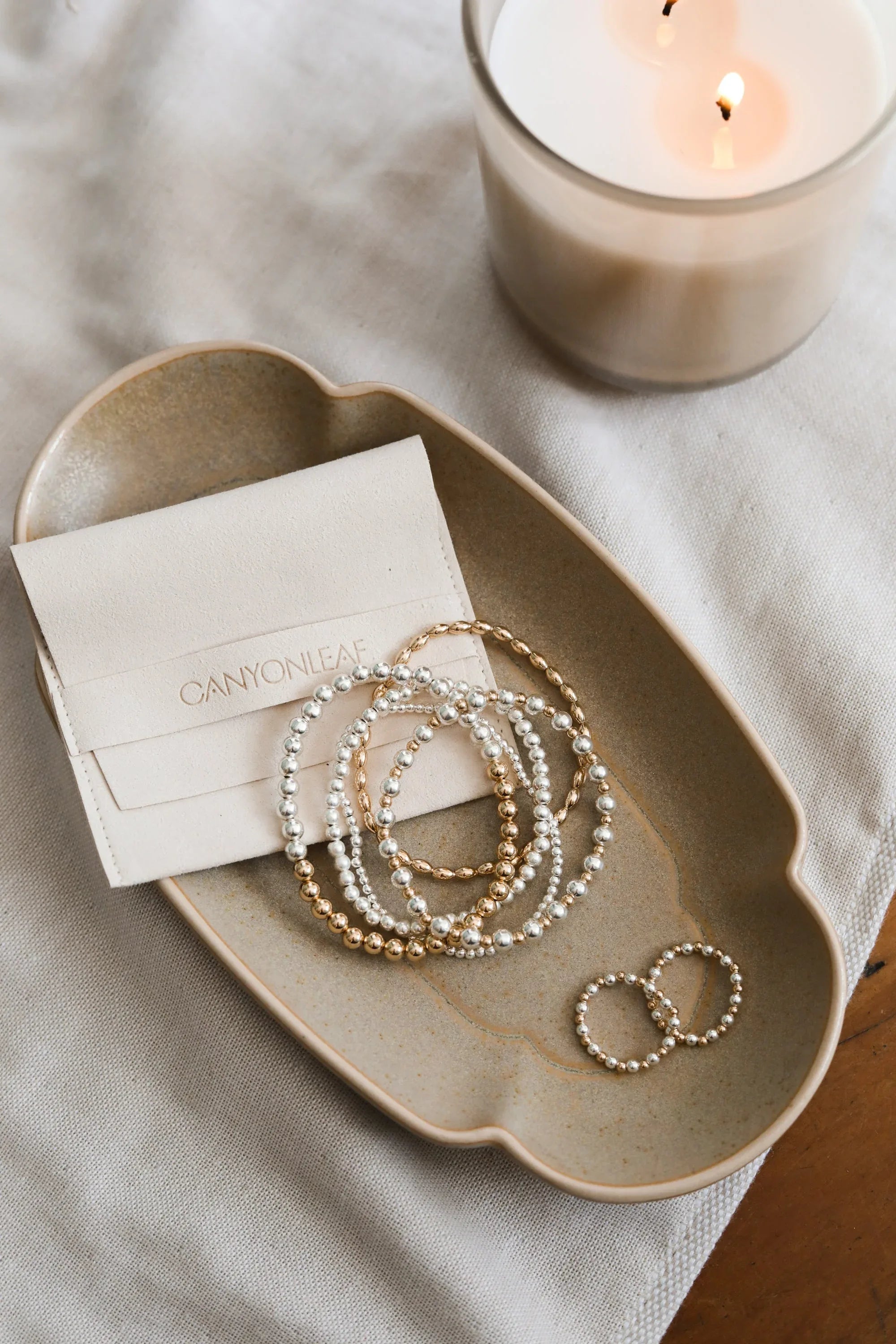 Sterling Silver || Beaded Stretch Anklet or Bracelet - CanyonLeaf - Flyclothing LLC