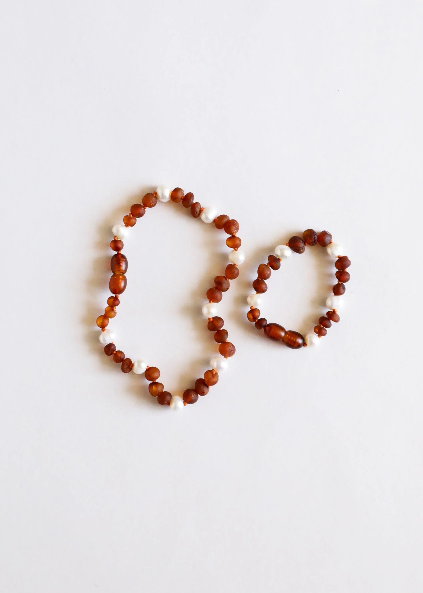 Raw Cognac Baltic Amber + Pearl Halo || Anklet or Bracelet - CanyonLeaf - Flyclothing LLC
