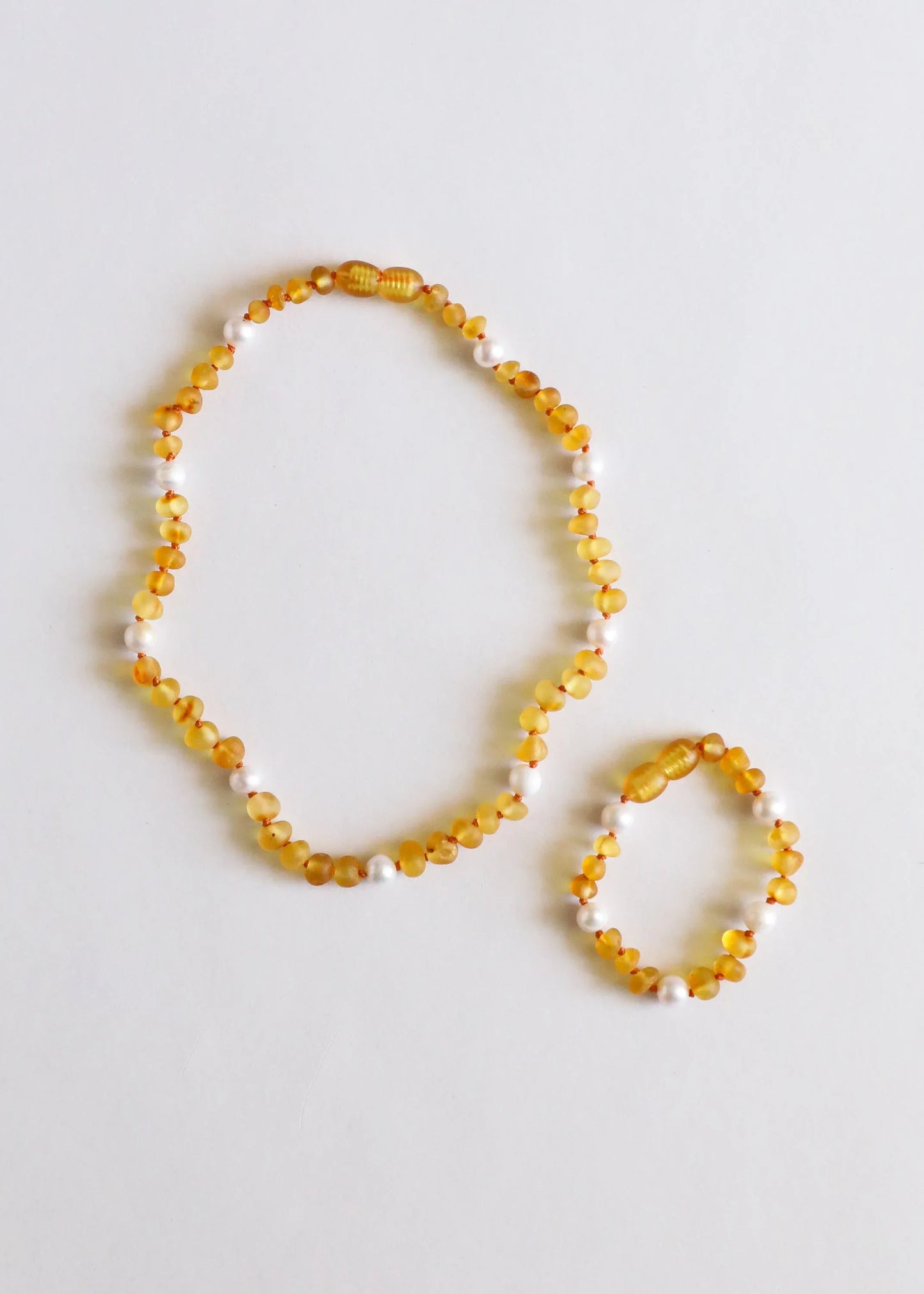 Raw Honey Baltic Amber + Pearl Halo || Necklace - CanyonLeaf - Flyclothing LLC