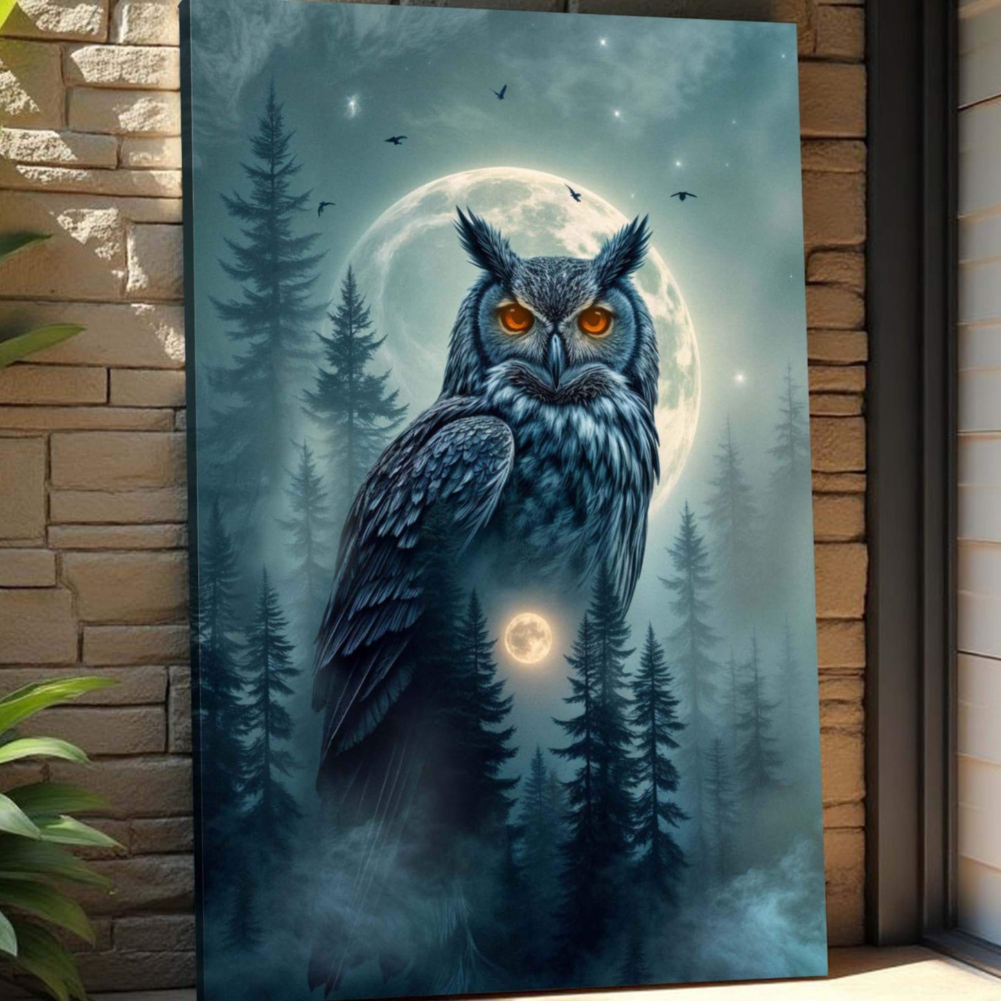 Owl Double Exposure Wall Art II - Tailored Canvases - Flyclothing LLC