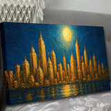 Golden Metropolis Cityscape Impasto Wall Art - Tailored Canvases - Flyclothing LLC