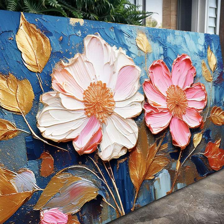 Golden Petals Impasto Wall Art - Tailored Canvases - Flyclothing LLC