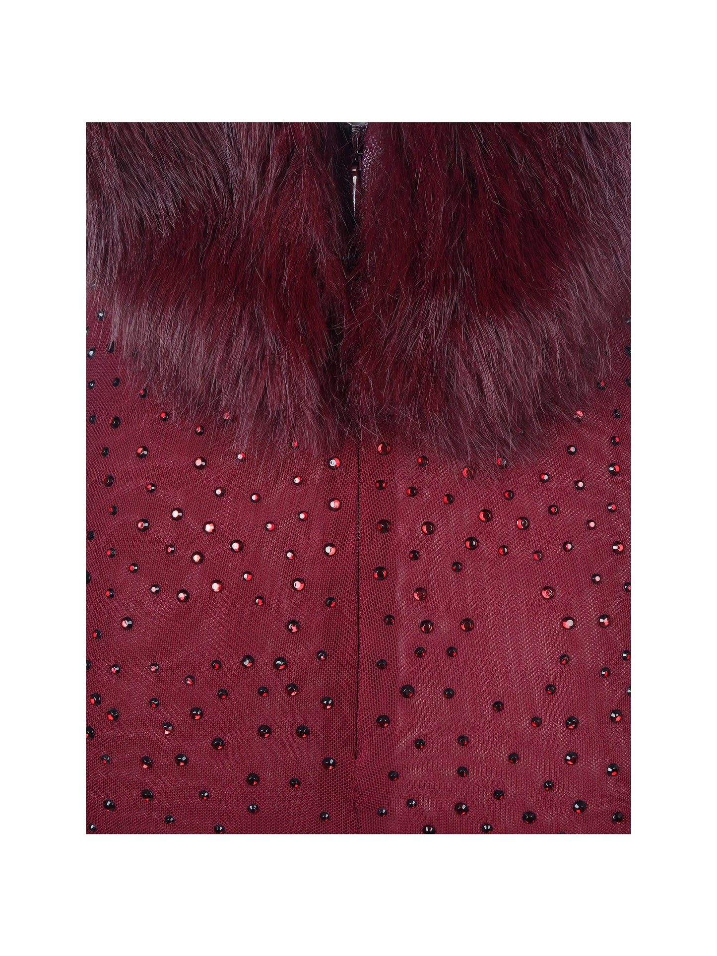 Mellie Burgundy Regular-Length Rhinestone Mesh Low Back Mermaid Gown - Miss Circle - Flyclothing LLC