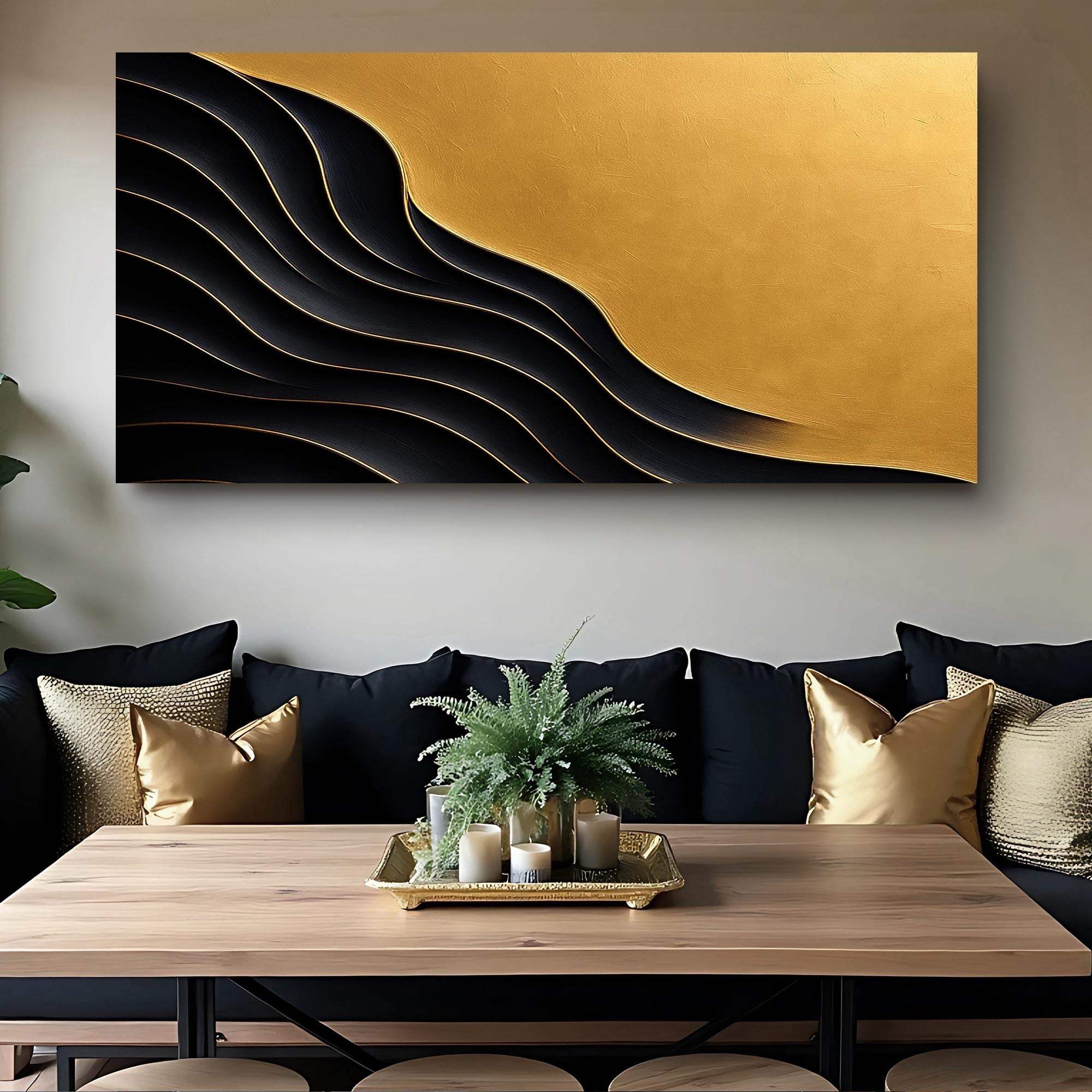 Black And Gold Minimalist Abstract XI - Tailored Canvases - Flyclothing LLC
