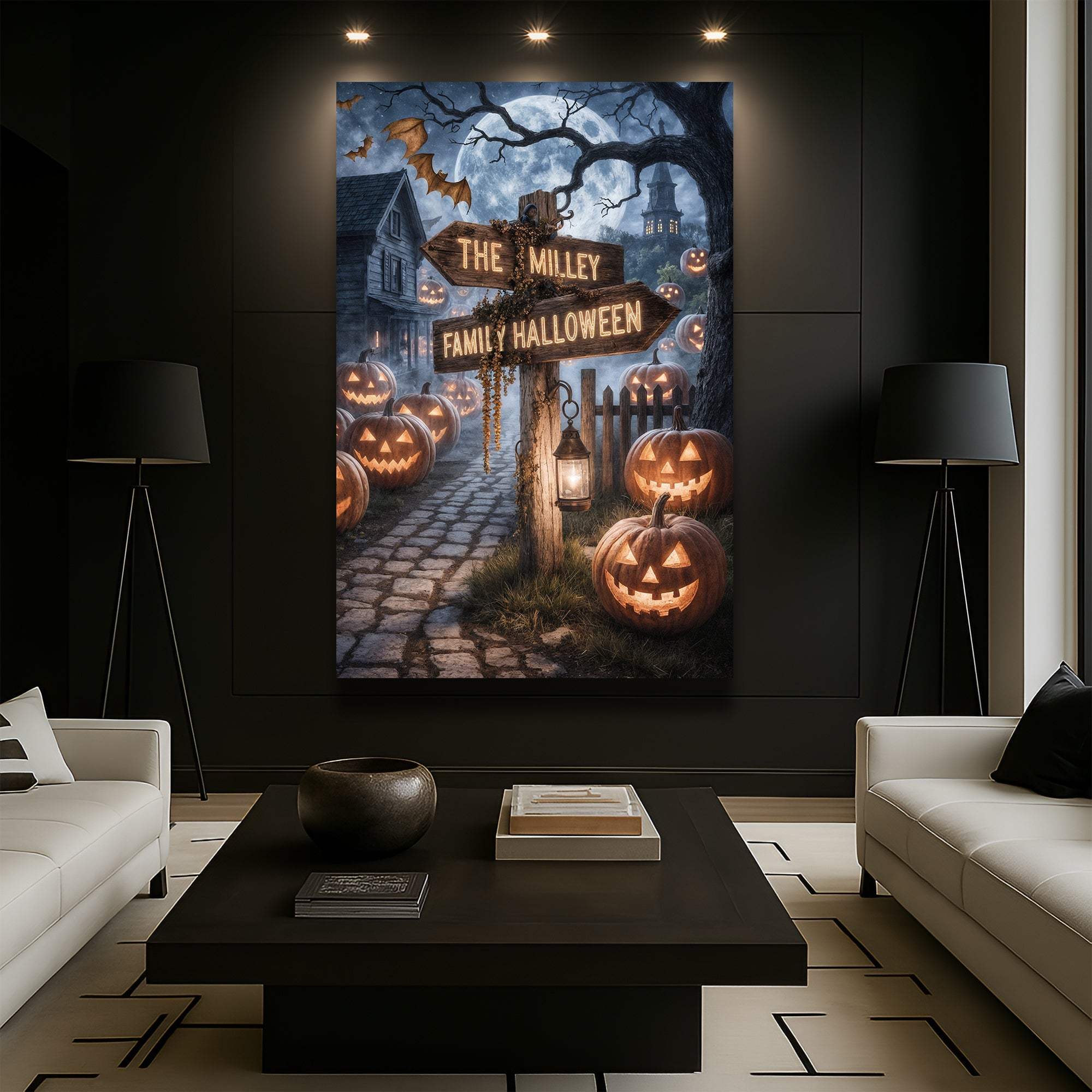 Personalized Family Name Street Sign Halloween Wall Art - Tailored Canvases - Flyclothing LLC