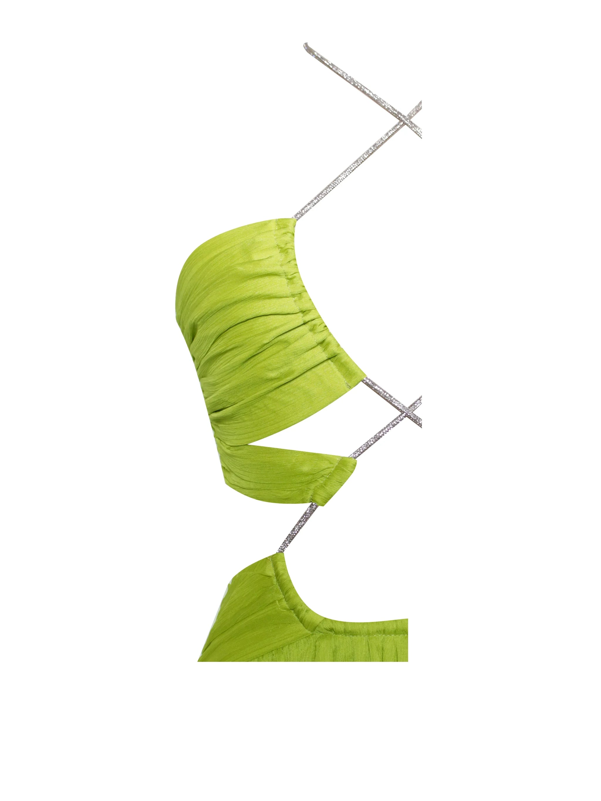 Quinby Lemon Chiffon Pleated Lace Up Maxi Dress - Miss Circle - Flyclothing LLC