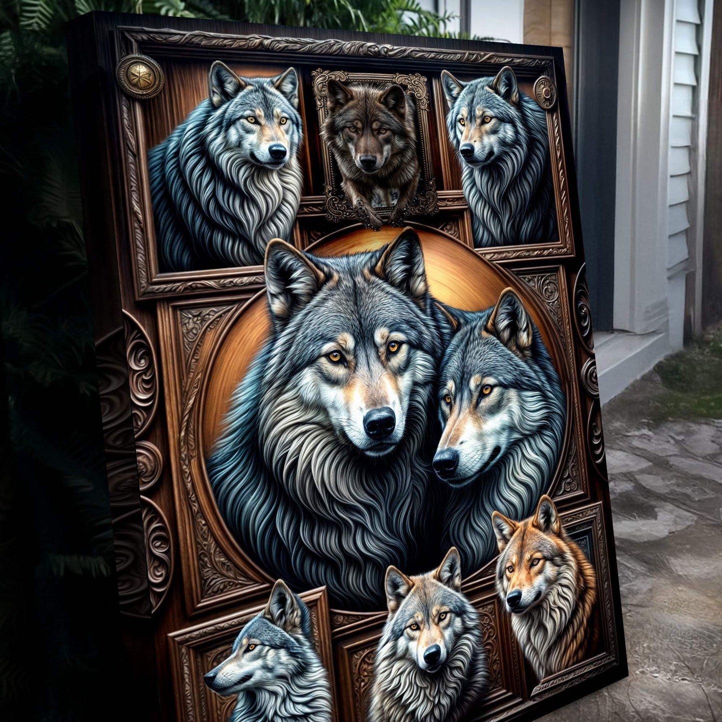 3D Wolf Collage Wall Art III - Tailored Canvases - Flyclothing LLC