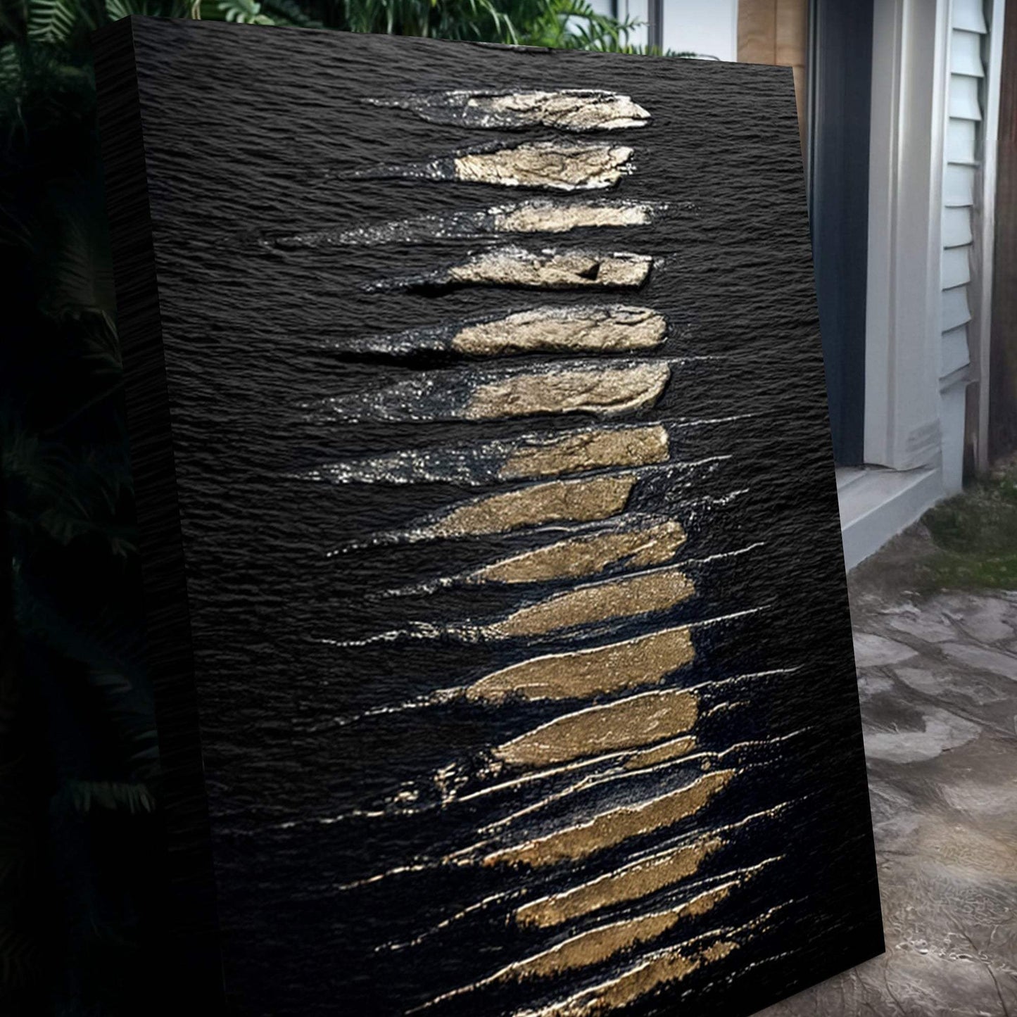 Black And Gold Abstract Minimalist Wall Art - Tailored Canvases - Flyclothing LLC