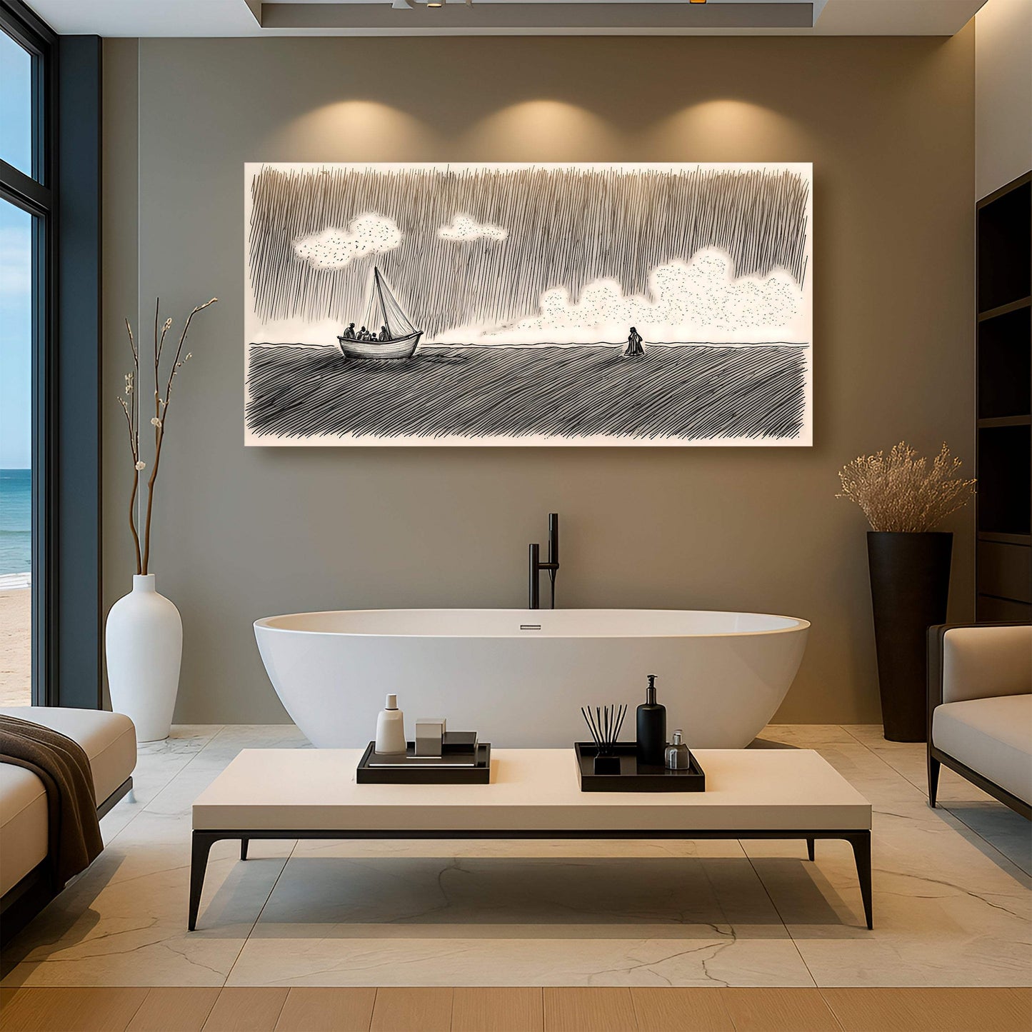 Jesus Walking On Water Faith Wall Art V - Tailored Canvases - Flyclothing LLC
