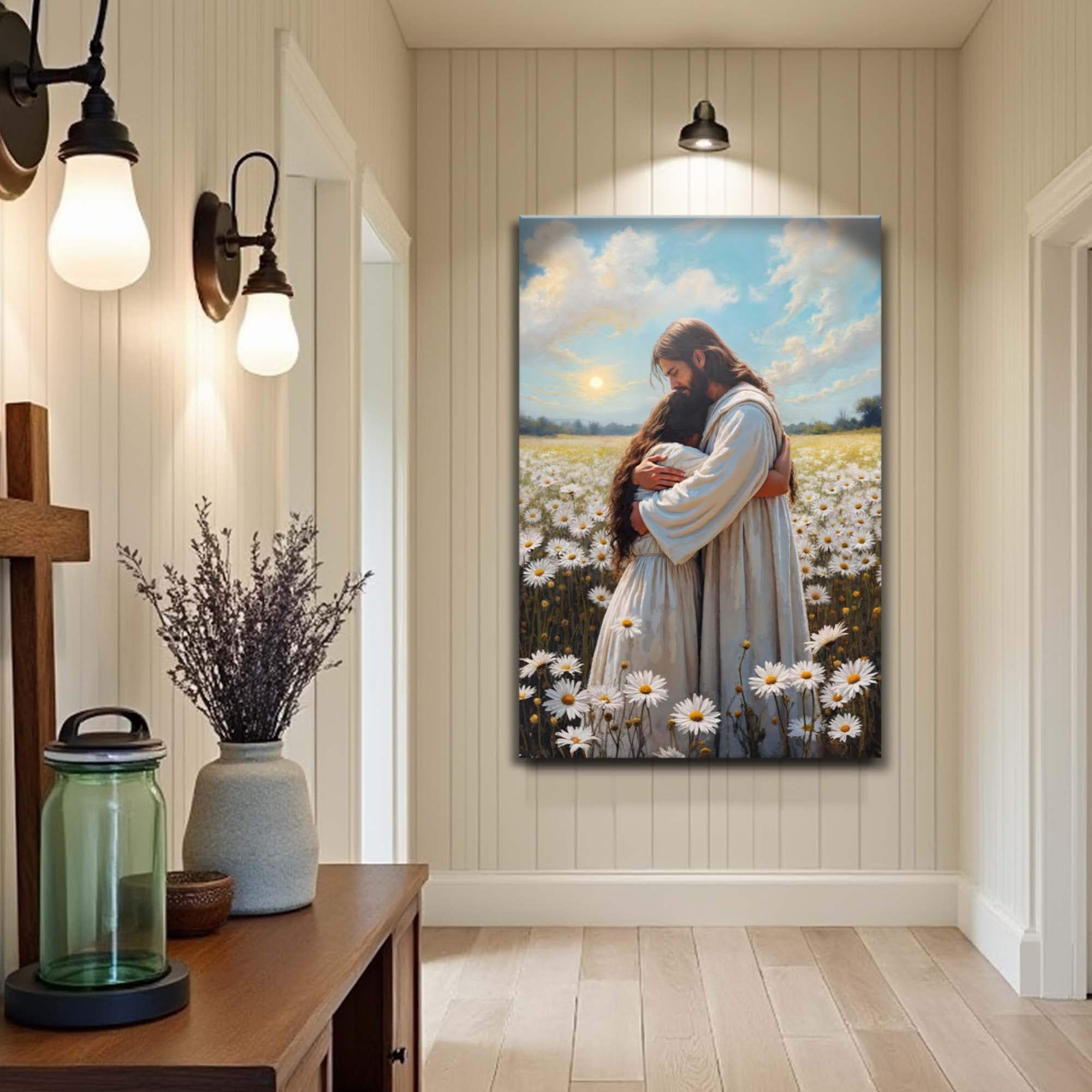 Jesus Hugging Woman Faith Wall Art - Tailored Canvases - Flyclothing LLC