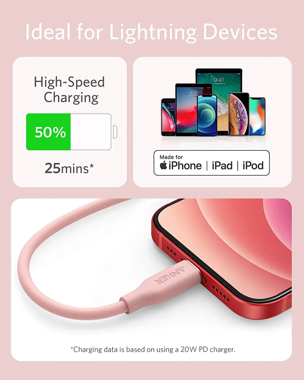 Anker <b>641</b> USB-C to Lightning Cable (Flow, 3 ft Silicone) - Anker - Flyclothing LLC