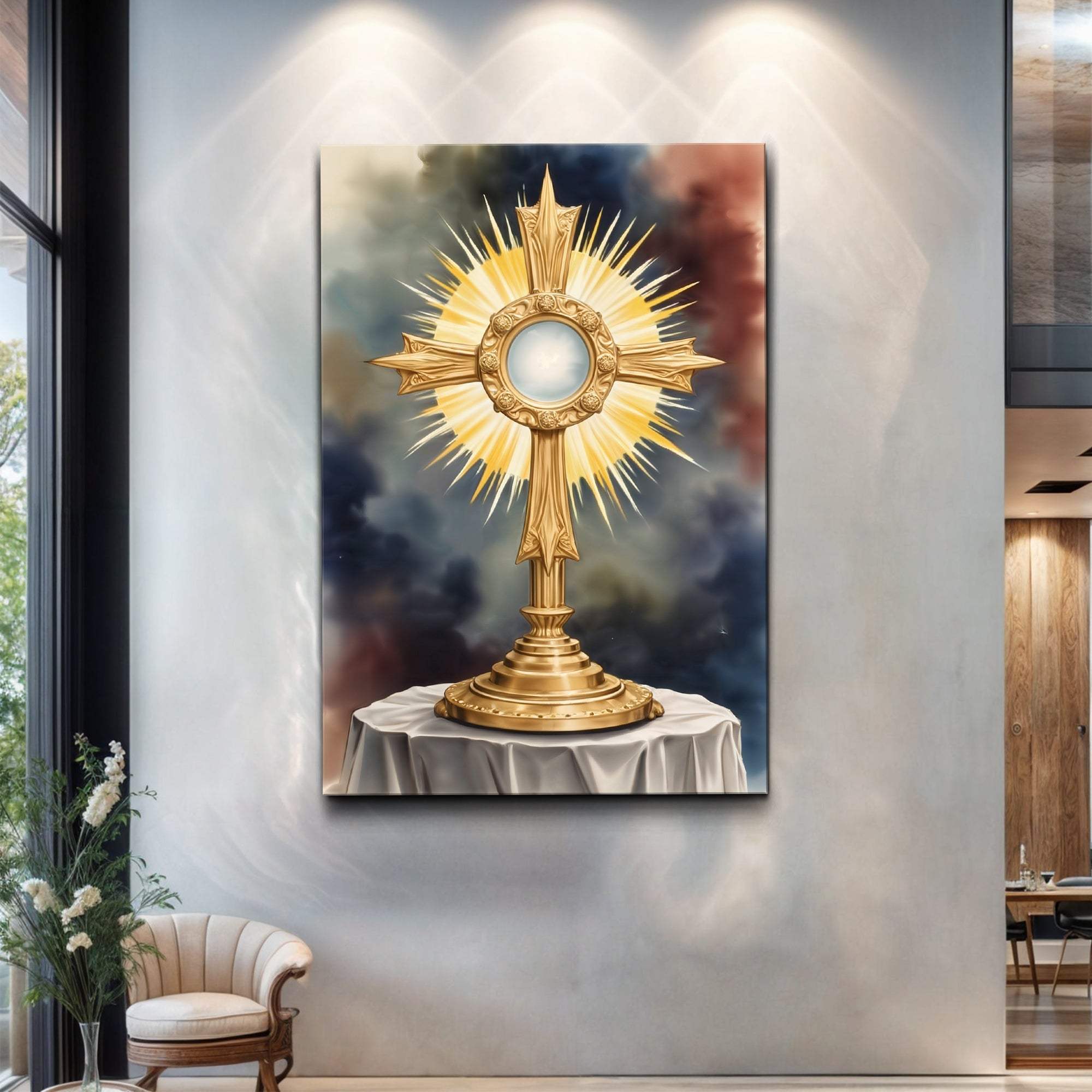 Holy Eucharist in Monstrance Faith Wall Art - Tailored Canvases - Flyclothing LLC