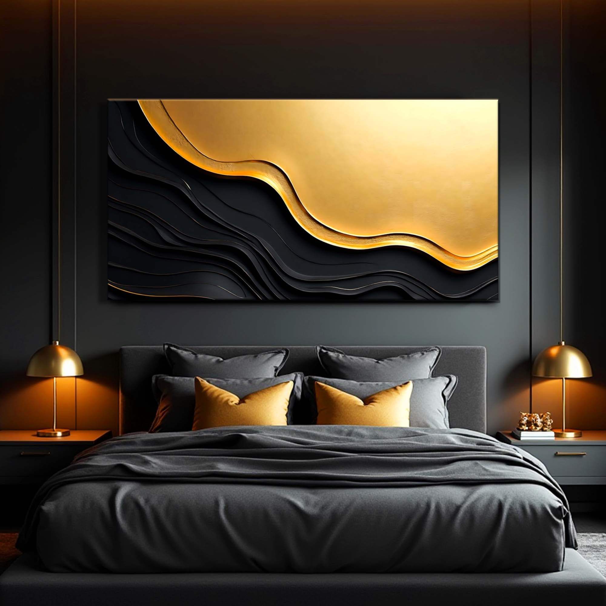Black And Gold Minimalist Abstract V - Tailored Canvases - Flyclothing LLC