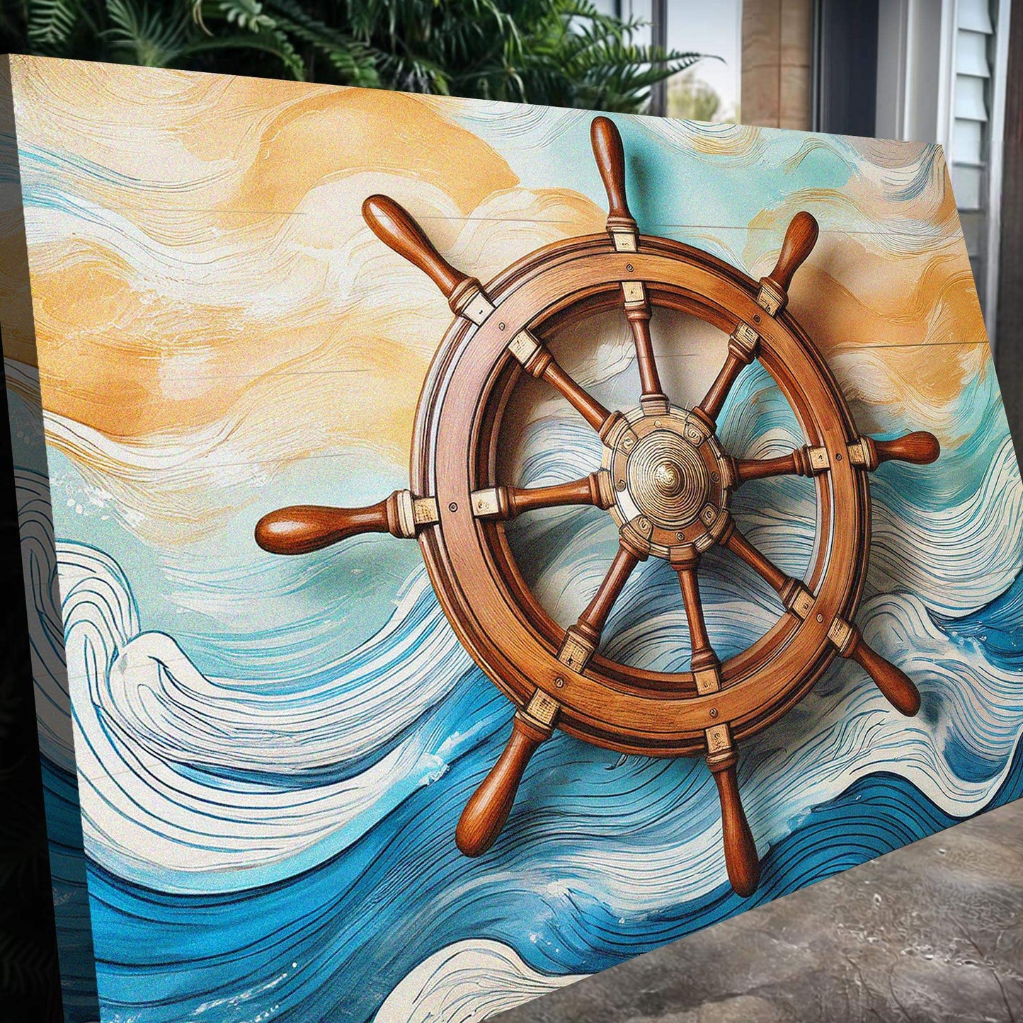Sailboat Ship Wheel Coastal Wall Art II - Tailored Canvases - Flyclothing LLC