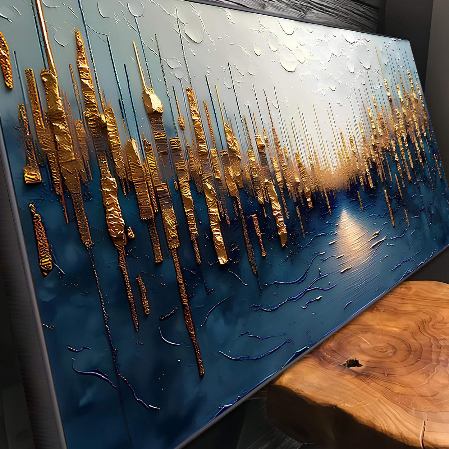 Golden Forest Reflection Abstract Wall Art - Tailored Canvases - Flyclothing LLC