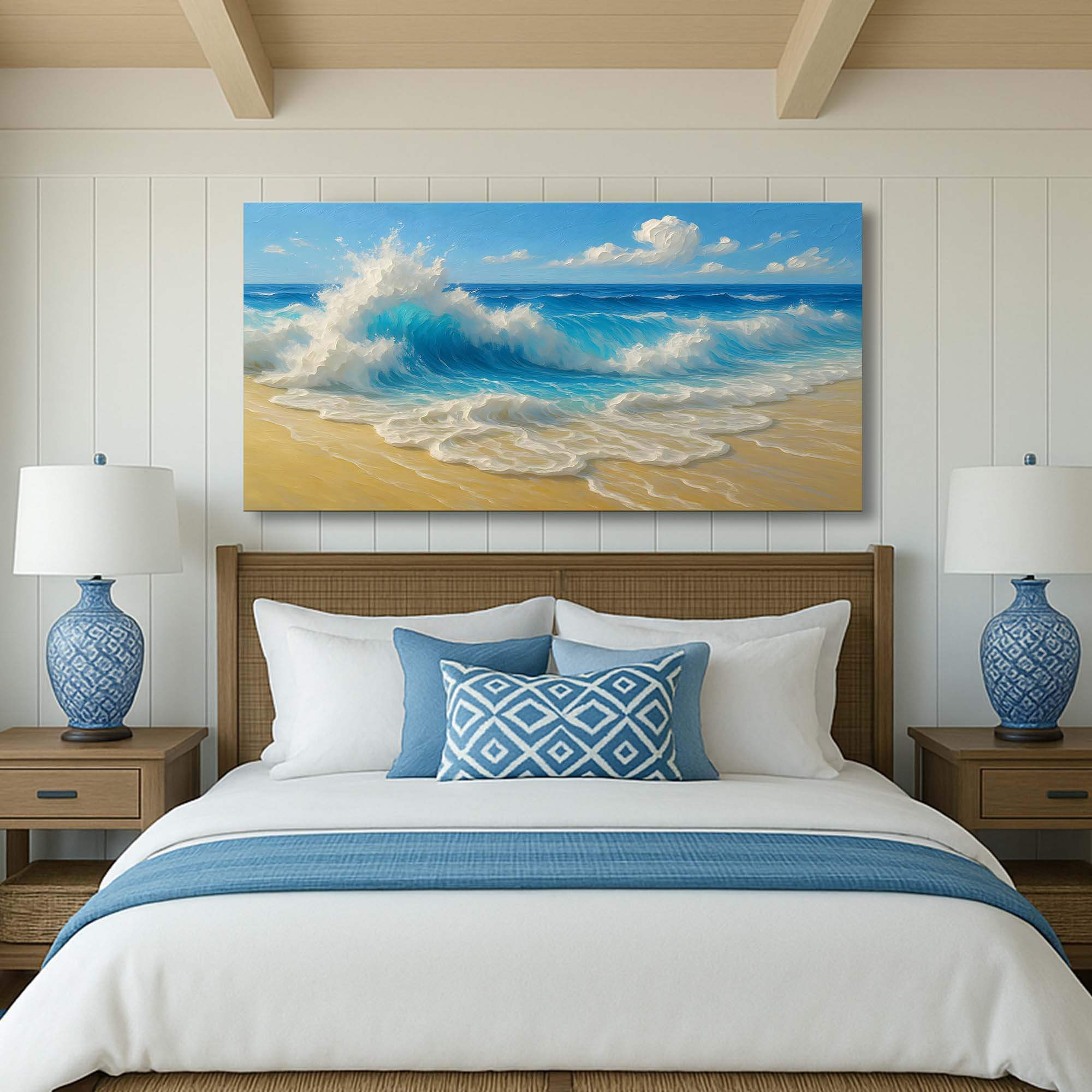 Serene Ocean Wave Coastal Wall Art V - Tailored Canvases - Flyclothing LLC