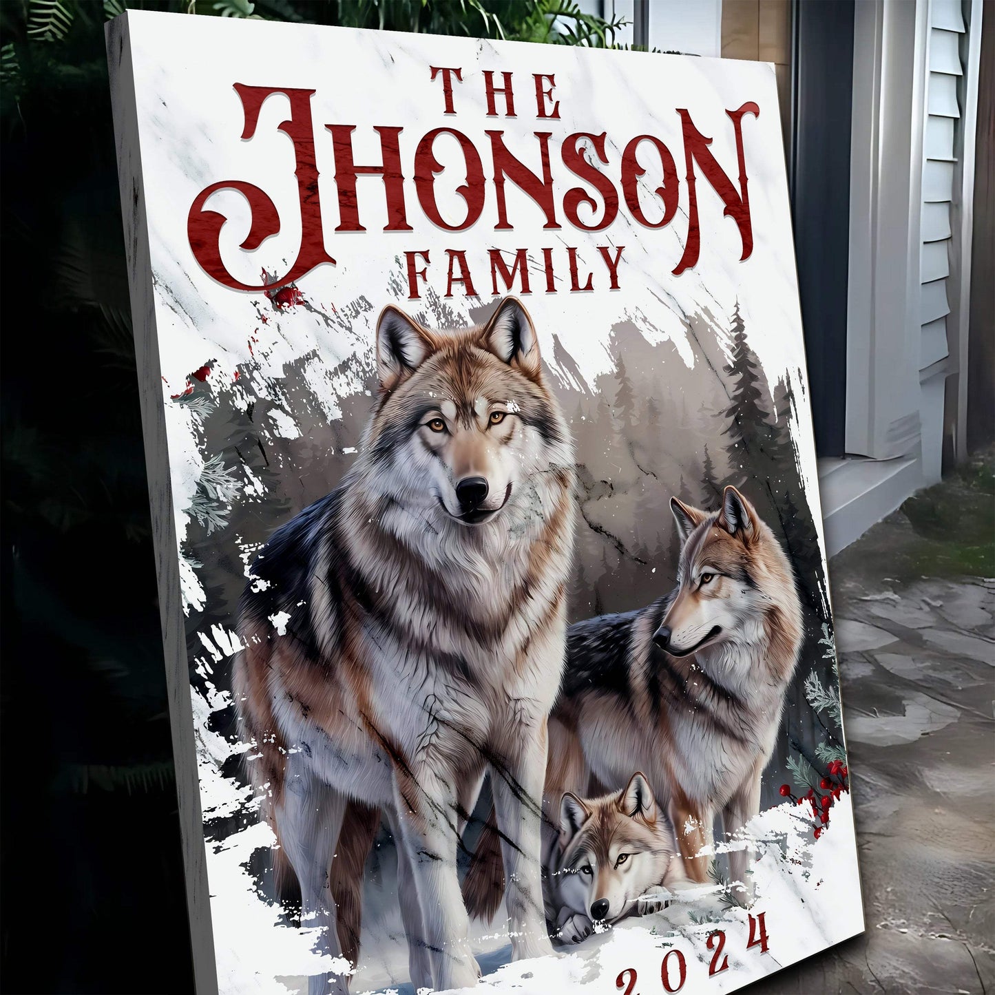Personalized Wolf Family Wall Art - Tailored Canvases - Flyclothing LLC
