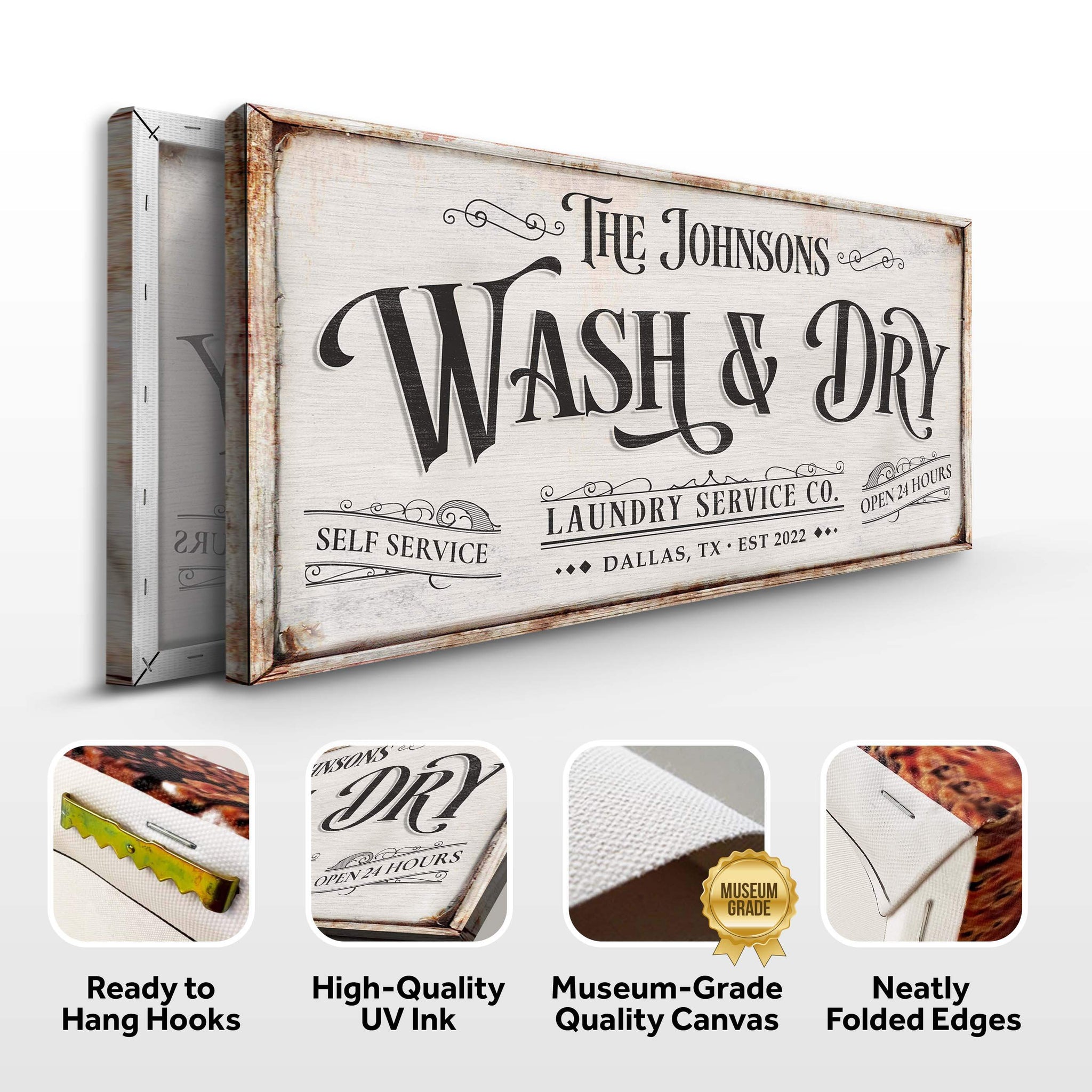 Personalized Laundry Service Sign - Tailored Canvases - Flyclothing LLC