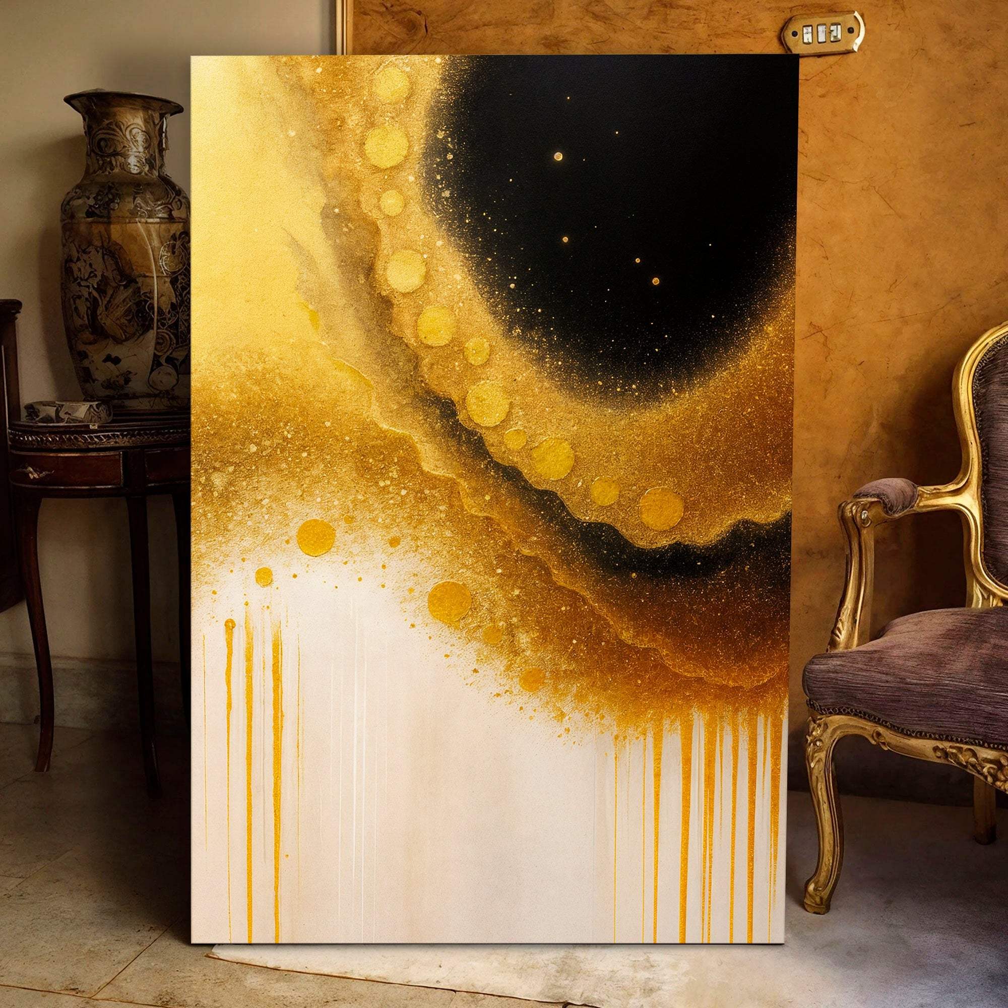 Minimalist Black and Gold Wall Art - Tailored Canvases - Flyclothing LLC