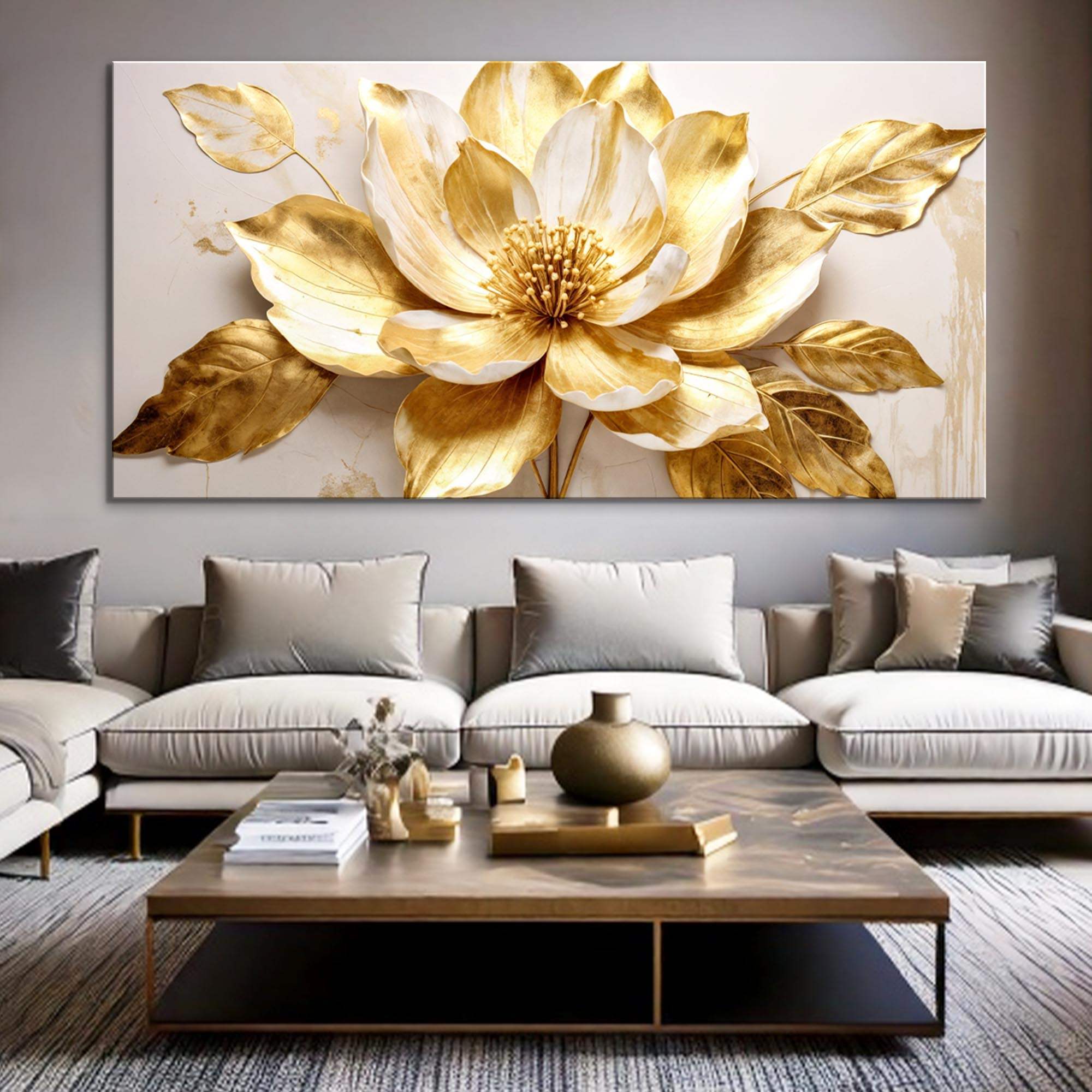 Golden Dandelion Minimalist Abstract Wall Art VIII - Tailored Canvases - Flyclothing LLC