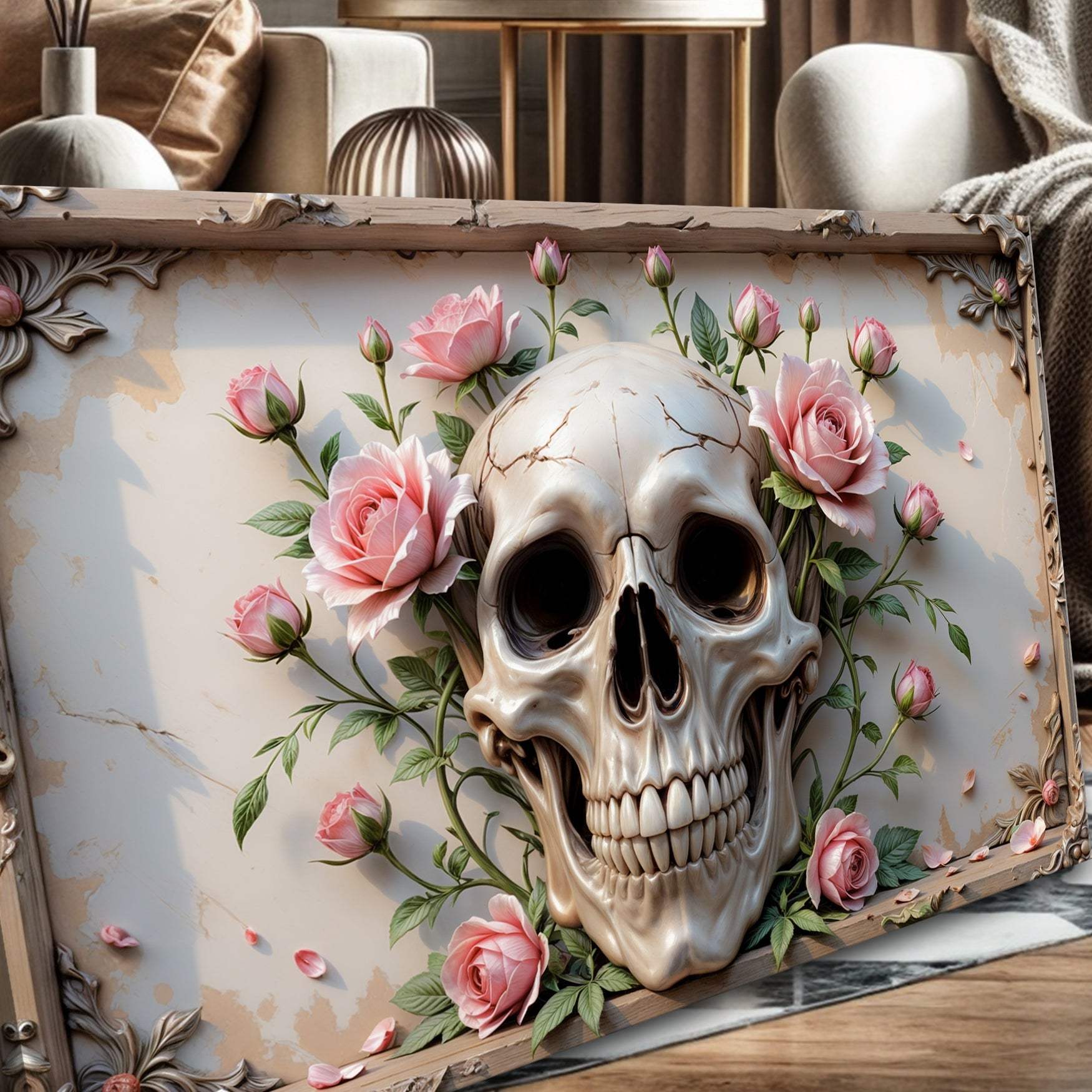 3D Rose And Skull Wall Art V - Tailored Canvases - Flyclothing LLC