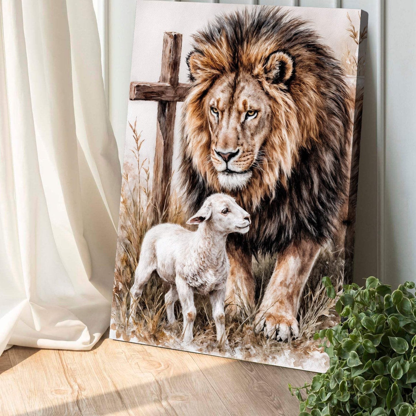 Lion And Sheep Faith Wall Art II - Tailored Canvases - Flyclothing LLC
